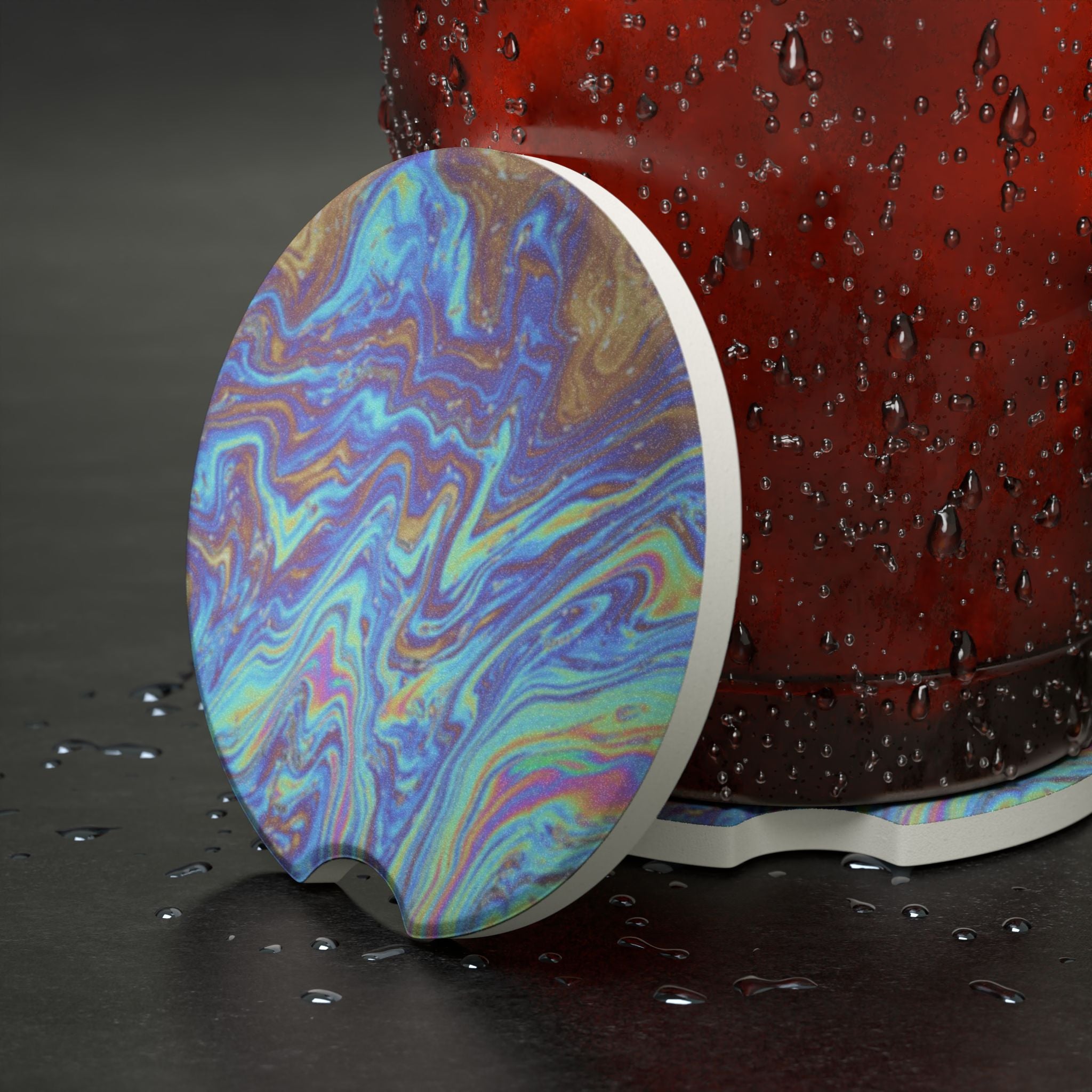 Oil Slick Soapstone Car Coaster