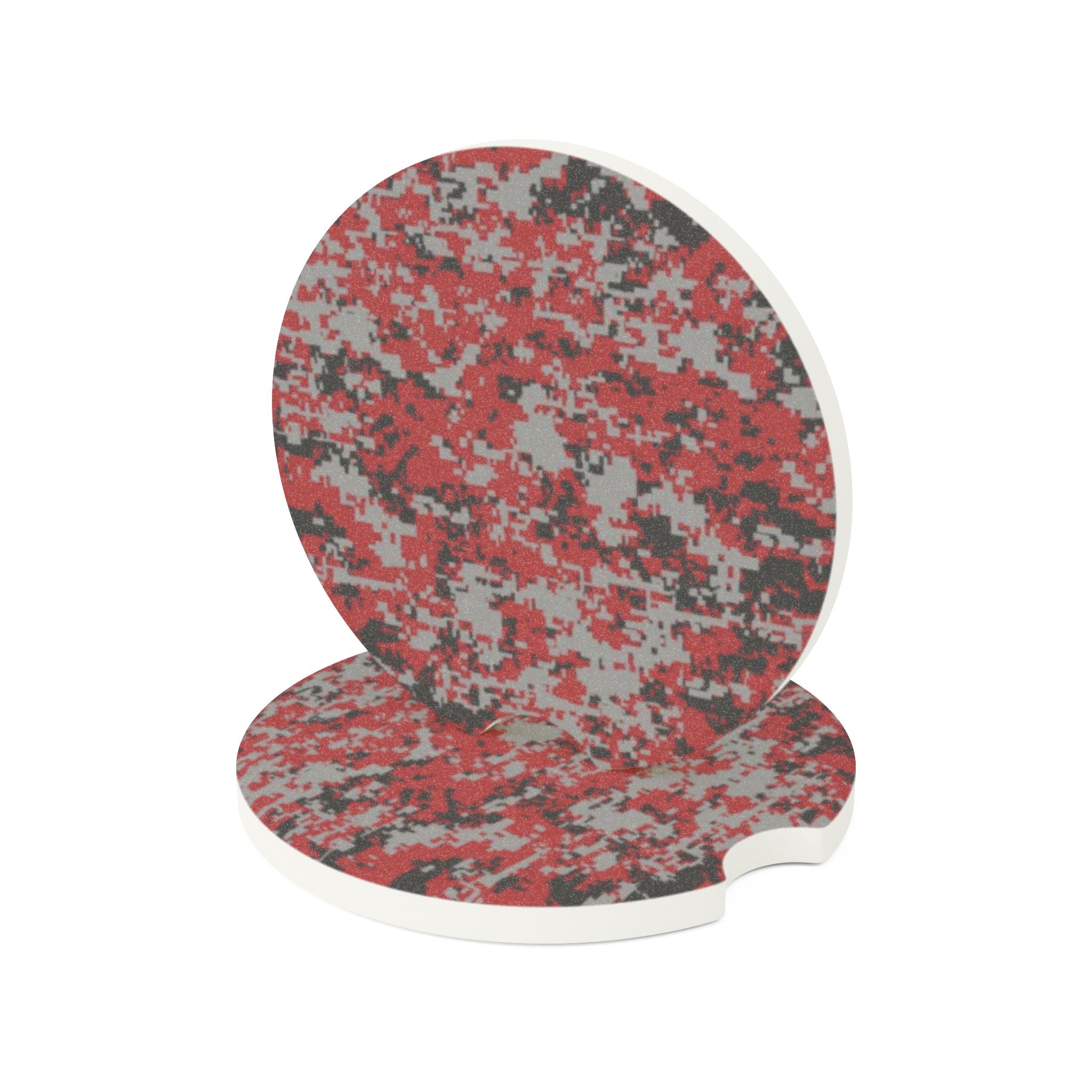 Red Digital Camo Soapstone Car Coaster