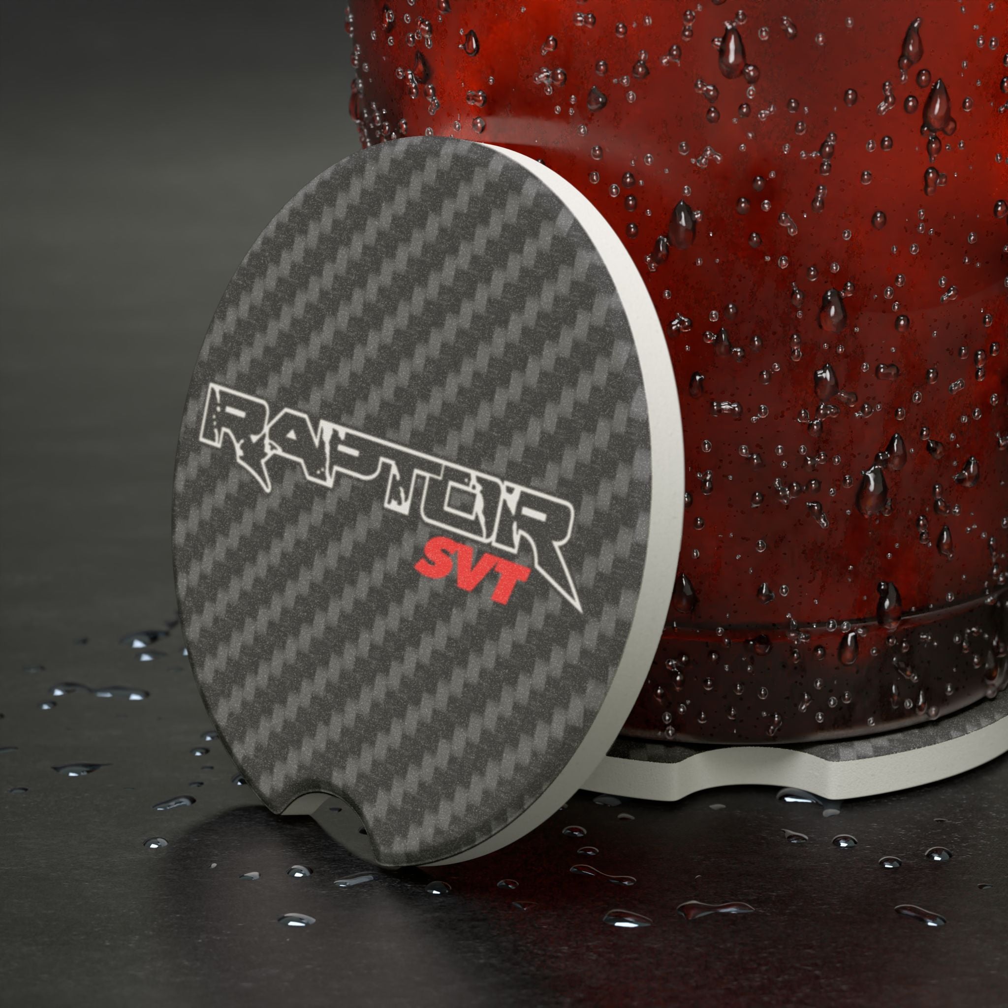 Ford Raptor SVT Carbon Fiber Soapstone Car Coaster