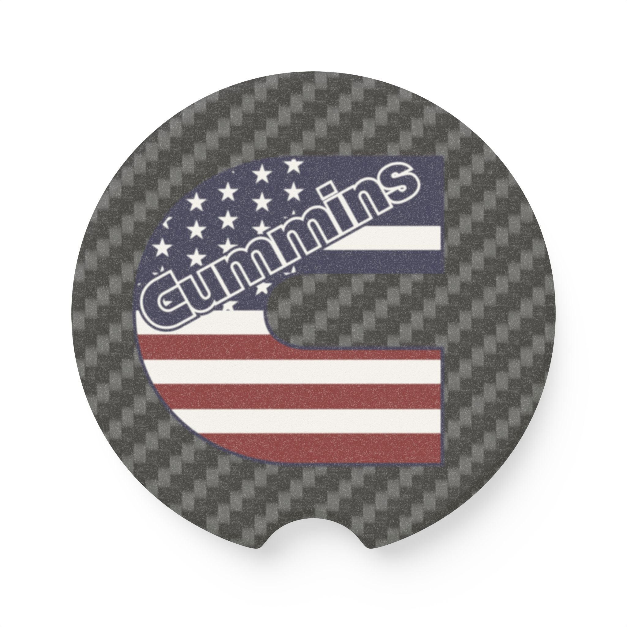 Cummins American Flag Carbon Fiber Soapstone Car Coaster