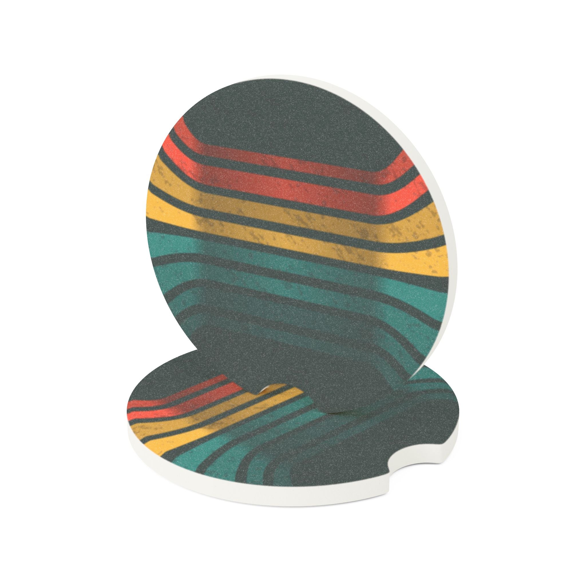Retro Gradient Lines Soapstone Car Coaster