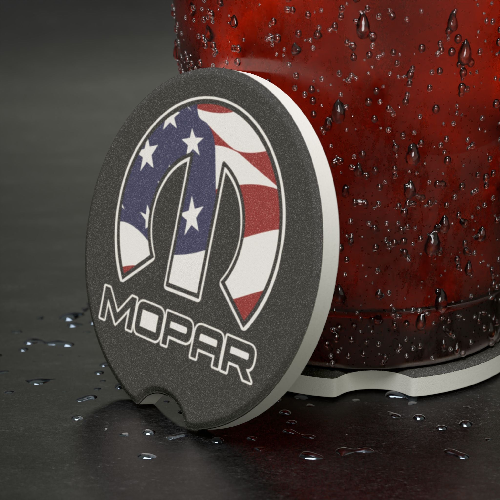 Mopar American Flag Soapstone Car Coaster