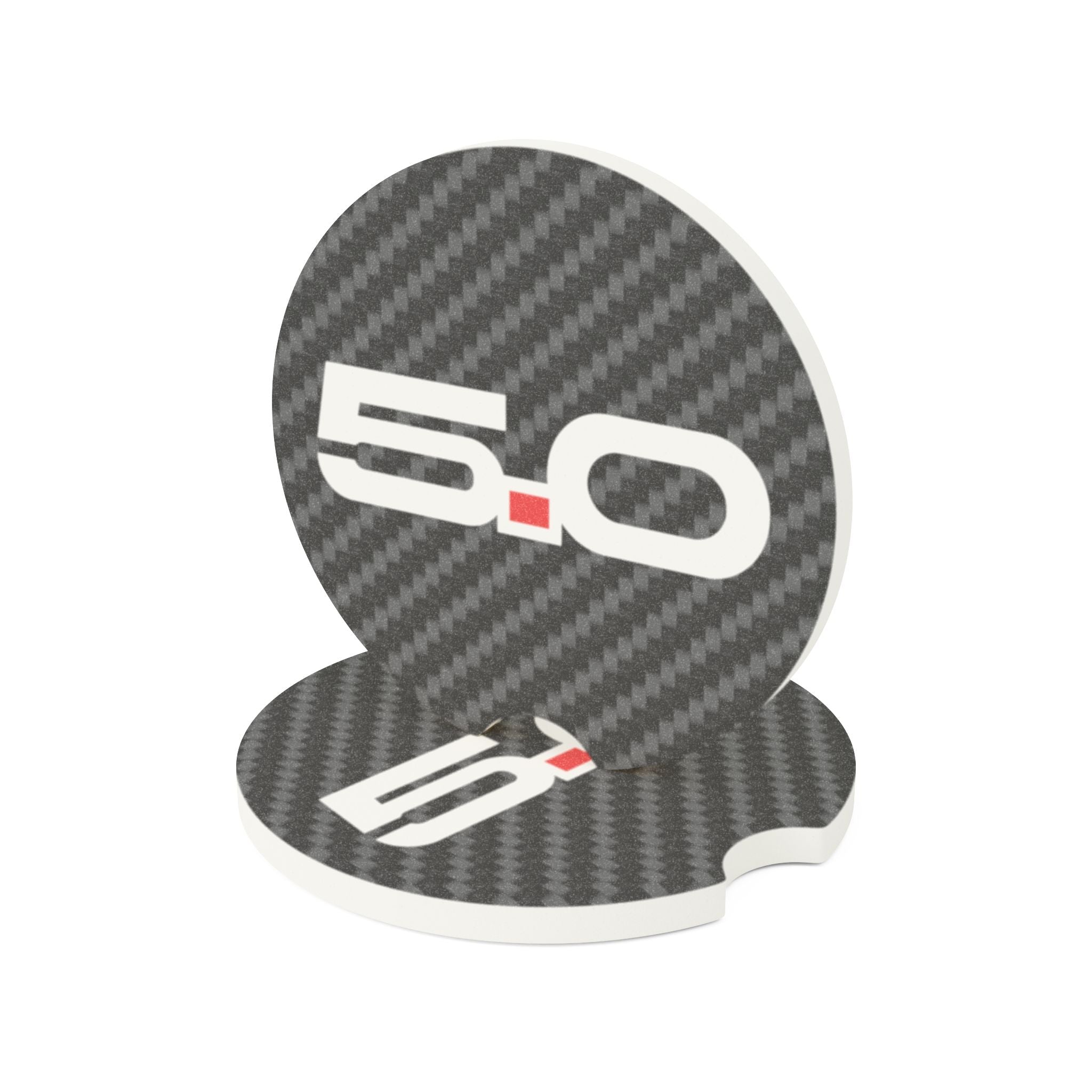 Ford 5.0 Carbon Fiber Soapstone Car Coaster