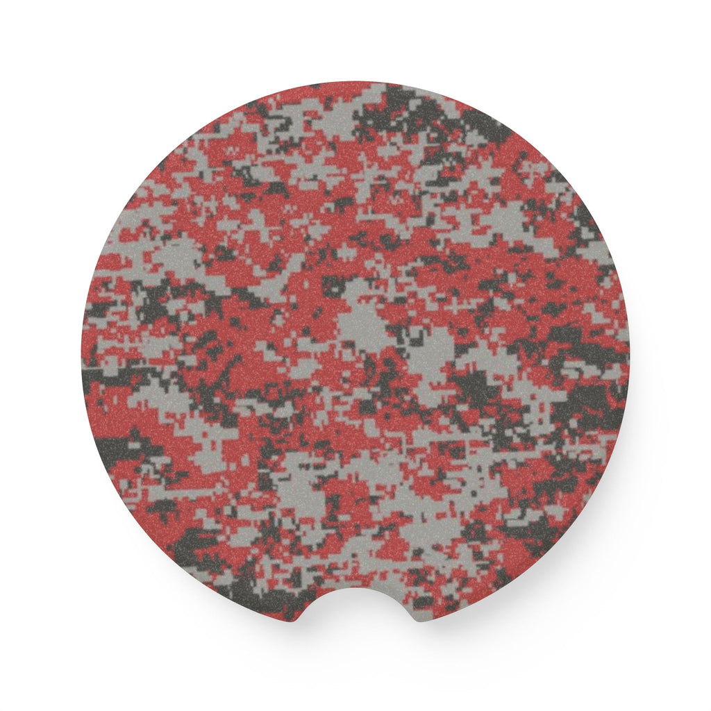 Red Digital Camo Soapstone Car Coaster