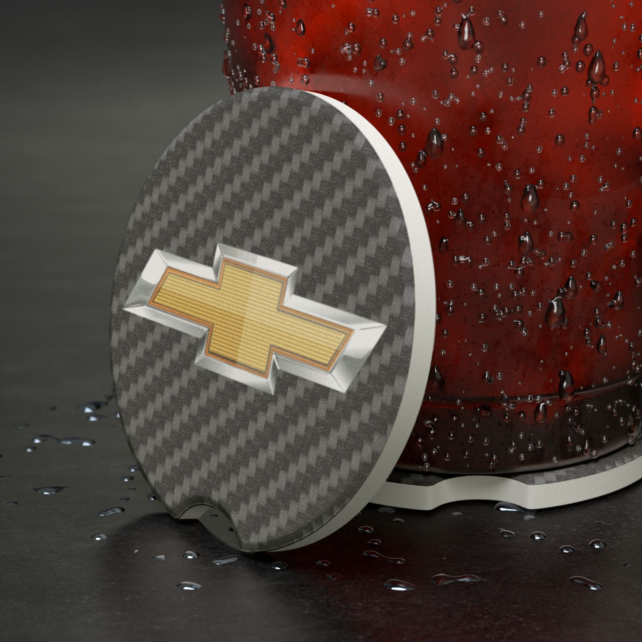 Chevy Carbon Fiber Soapstone Car Coaster