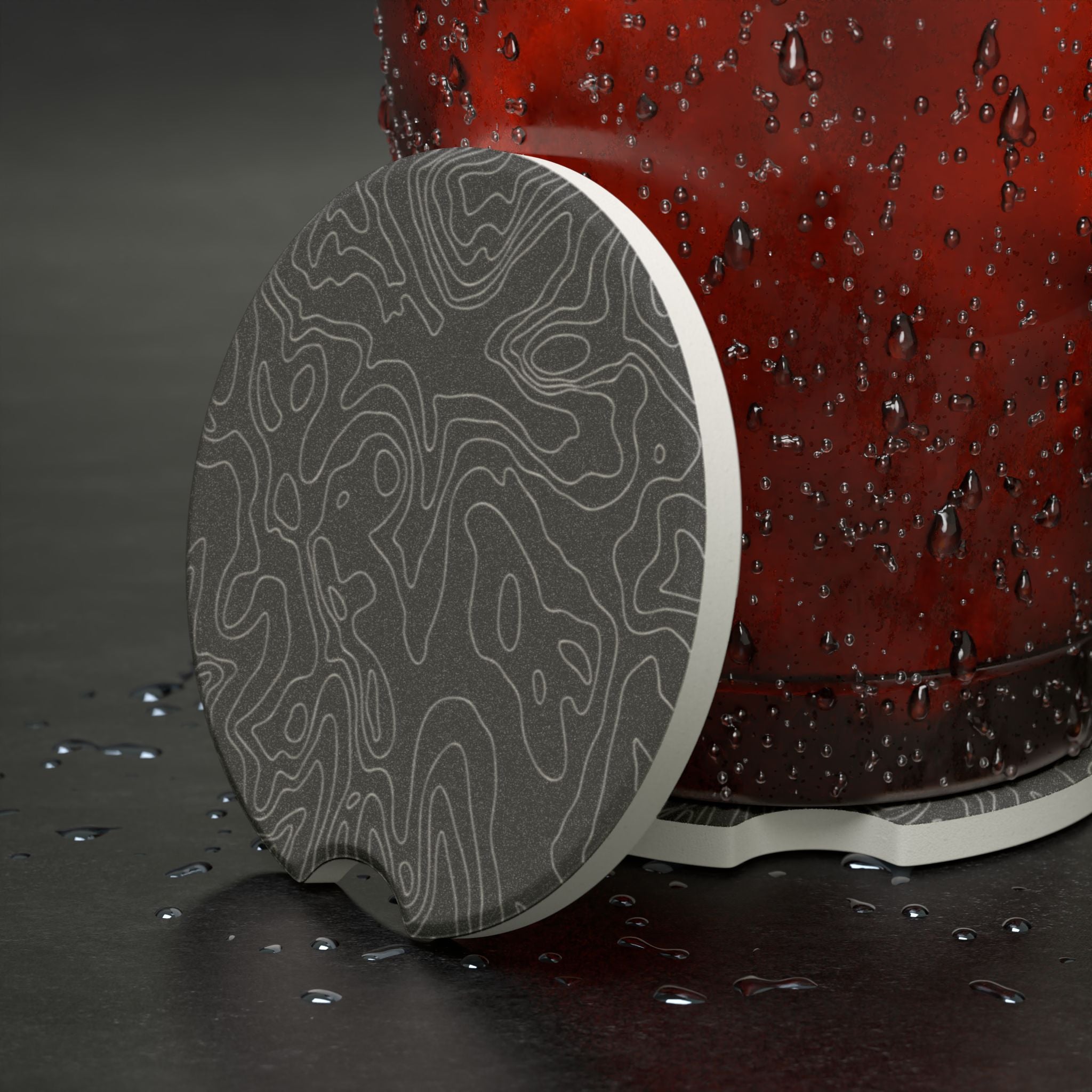Topo Topographic Lines Soapstone Car Coaster