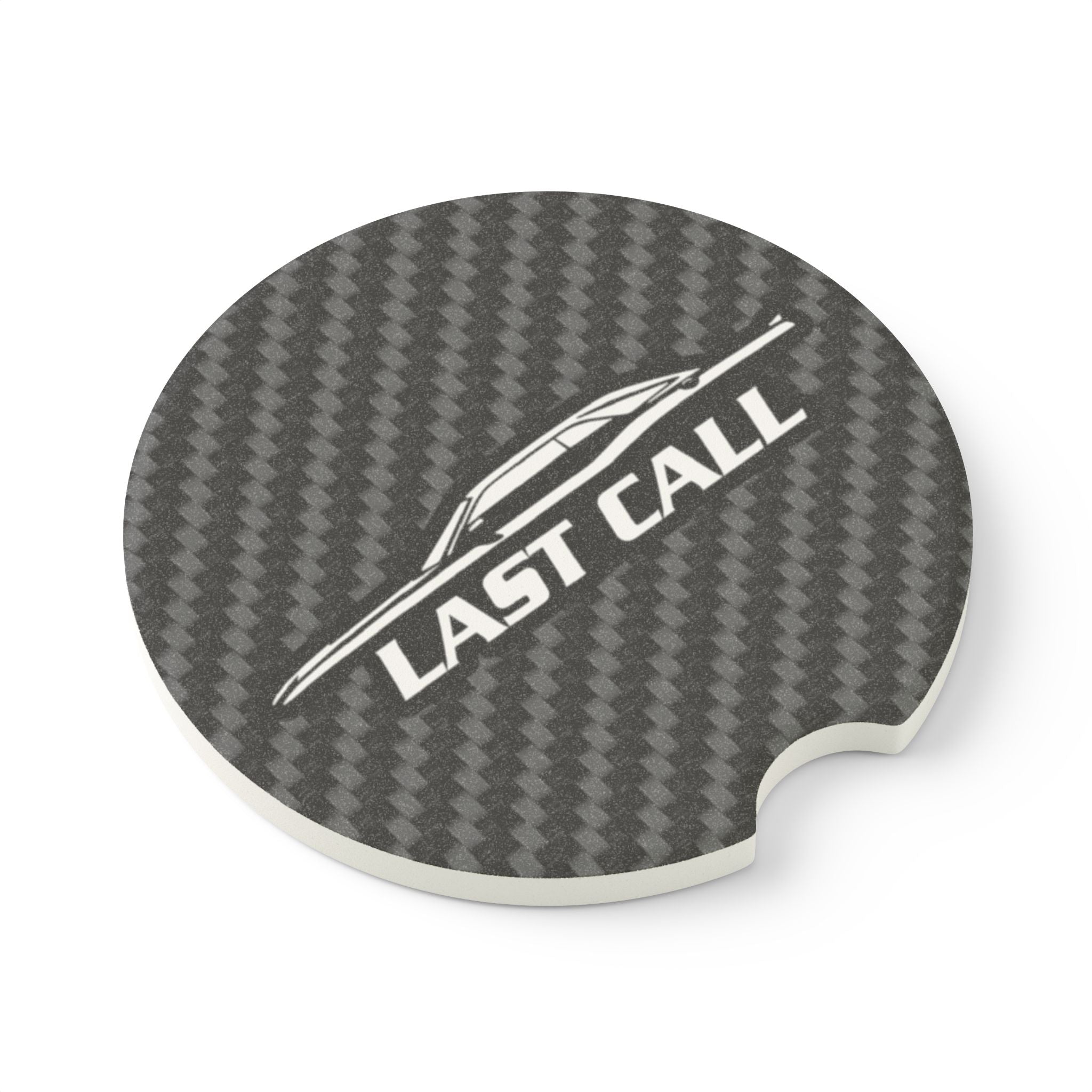 Challenger Last Call Carbon Fiber Soapstone Car Coaster