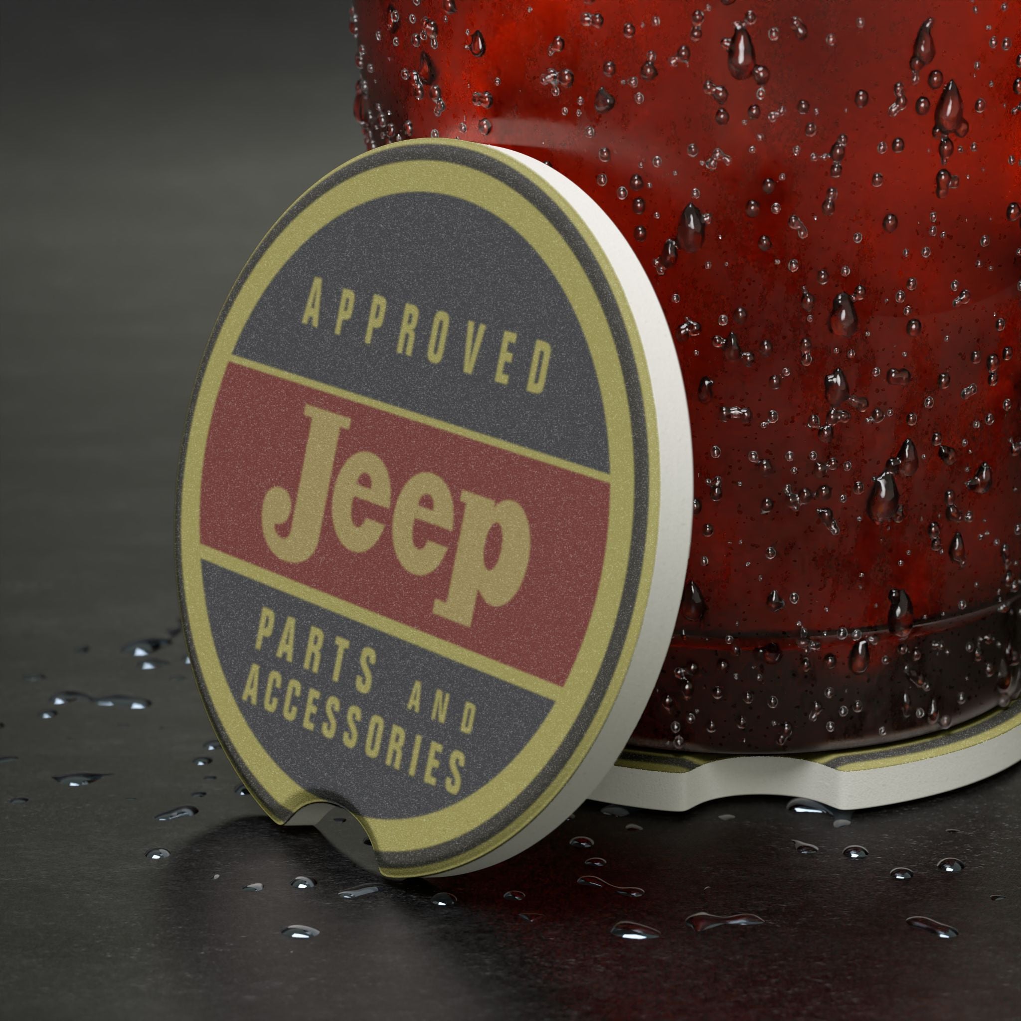 Jeep Approved Parts and Accessories Carbon Fiber Soapstone Car Coaster