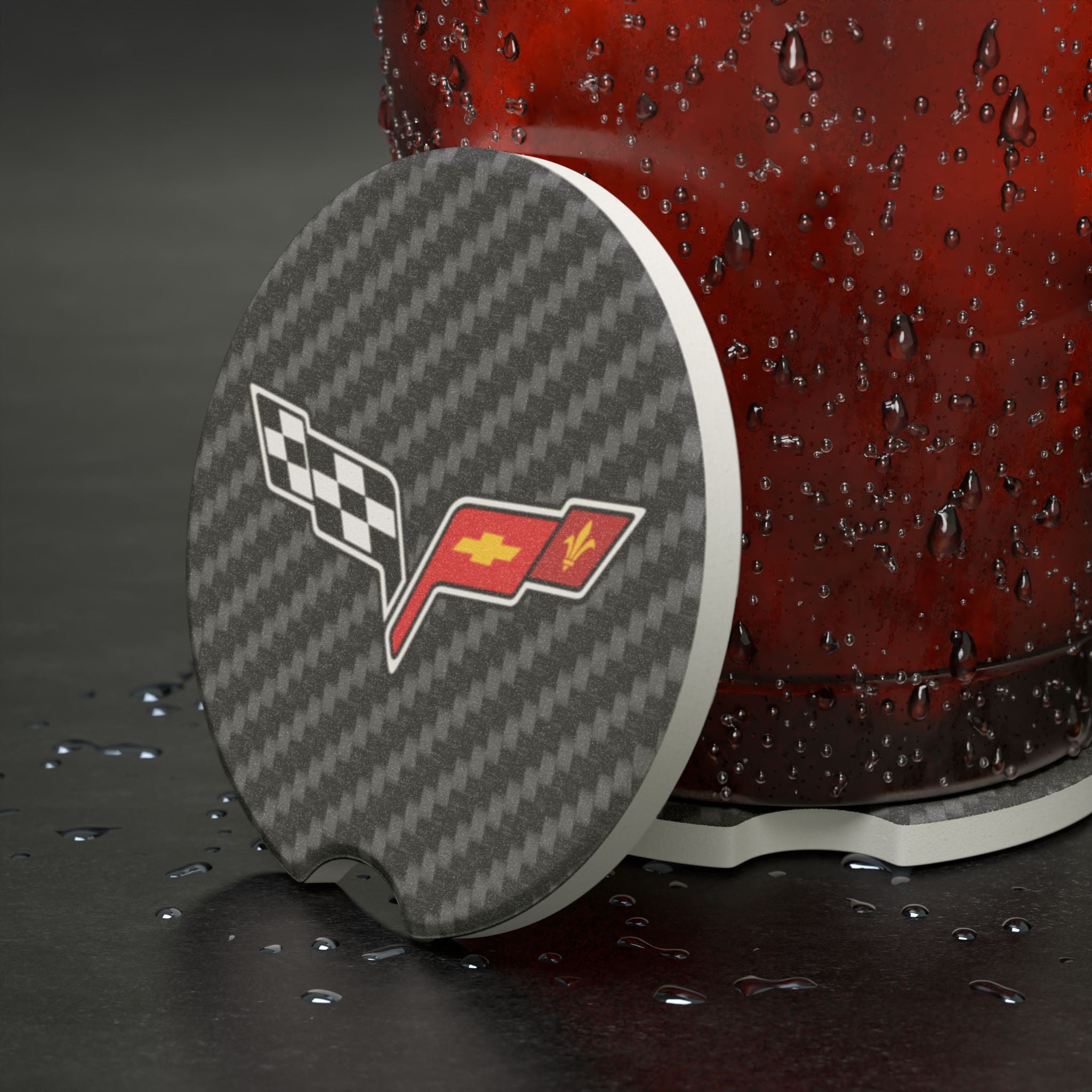 Corvette C6 Carbon Fiber Soapstone Car Coaster