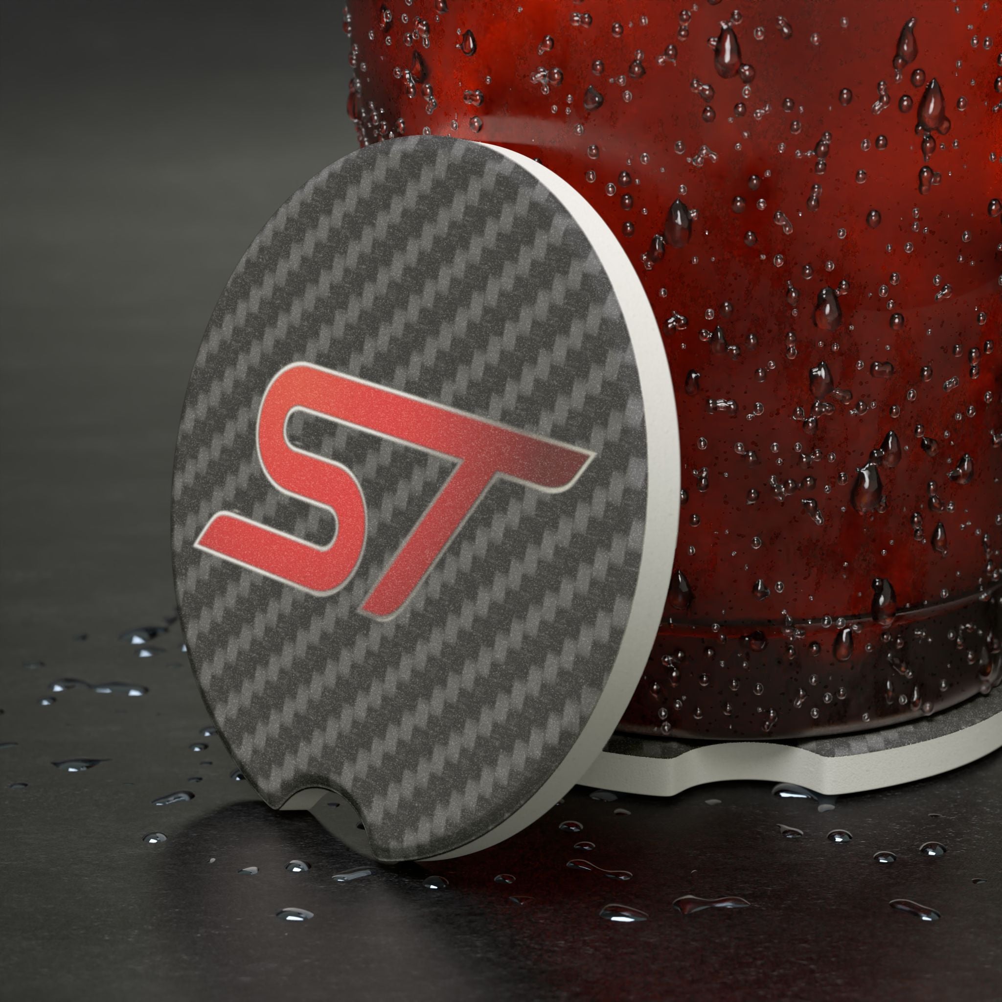 Ford ST Carbon Fiber  Soapstone Car Coaster