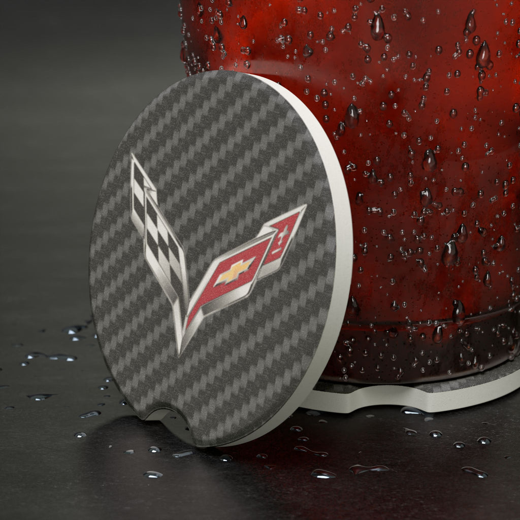 Corvette C7 Carbon Fiber Soapstone Car Coaster
