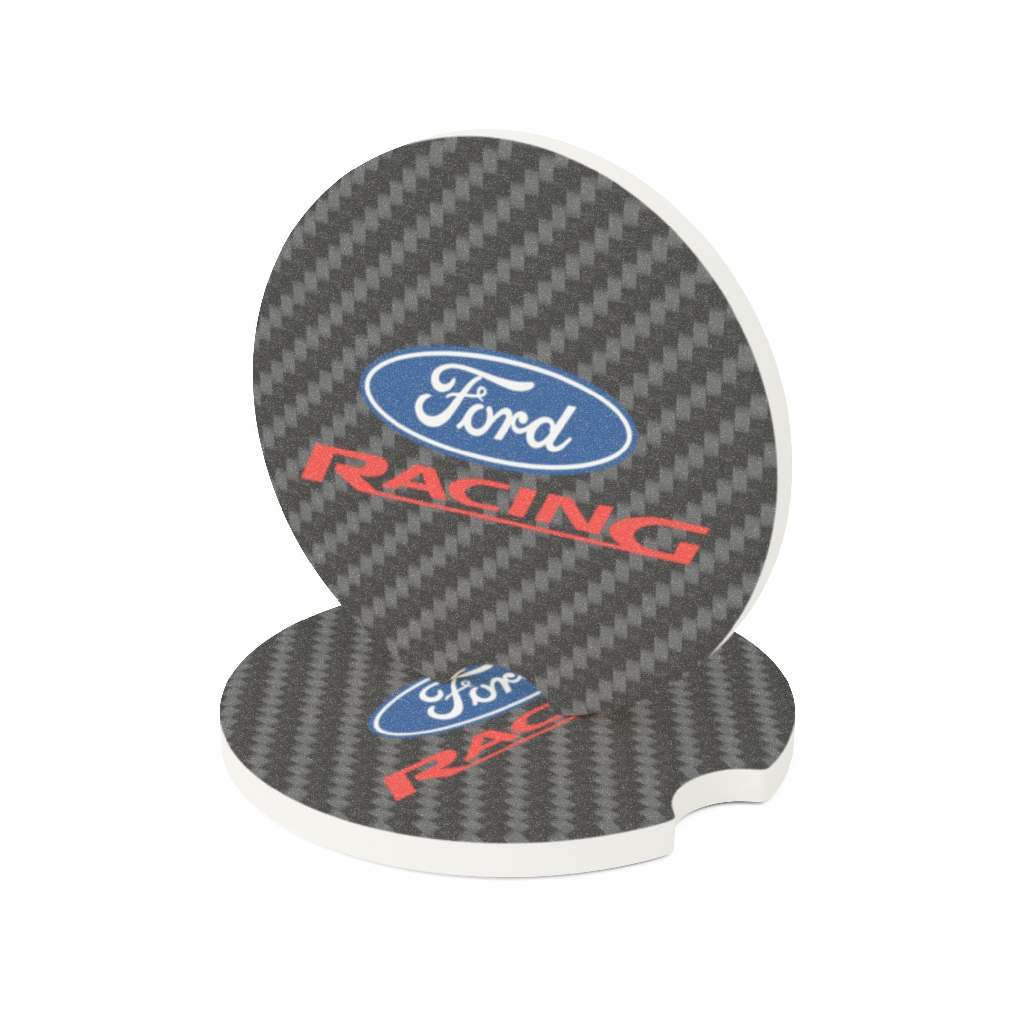 Ford Racing Carbon Fiber Soapstone Car Coaster