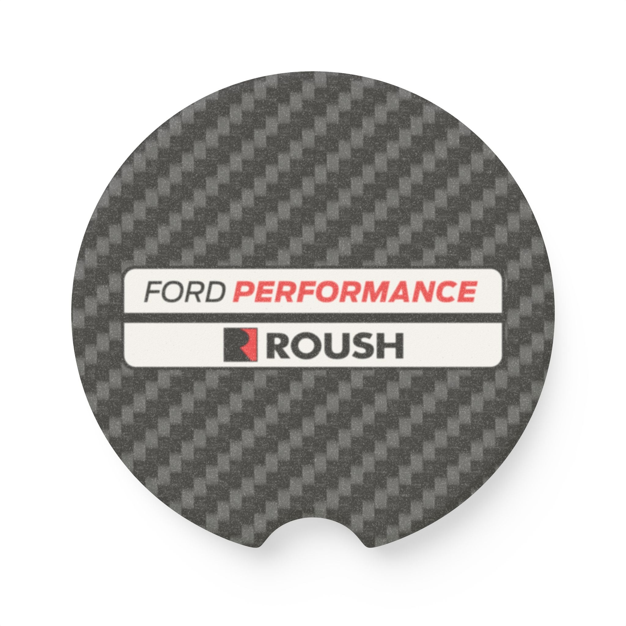 Ford Performance Roush Carbon Fiber Soapstone Car Coaster