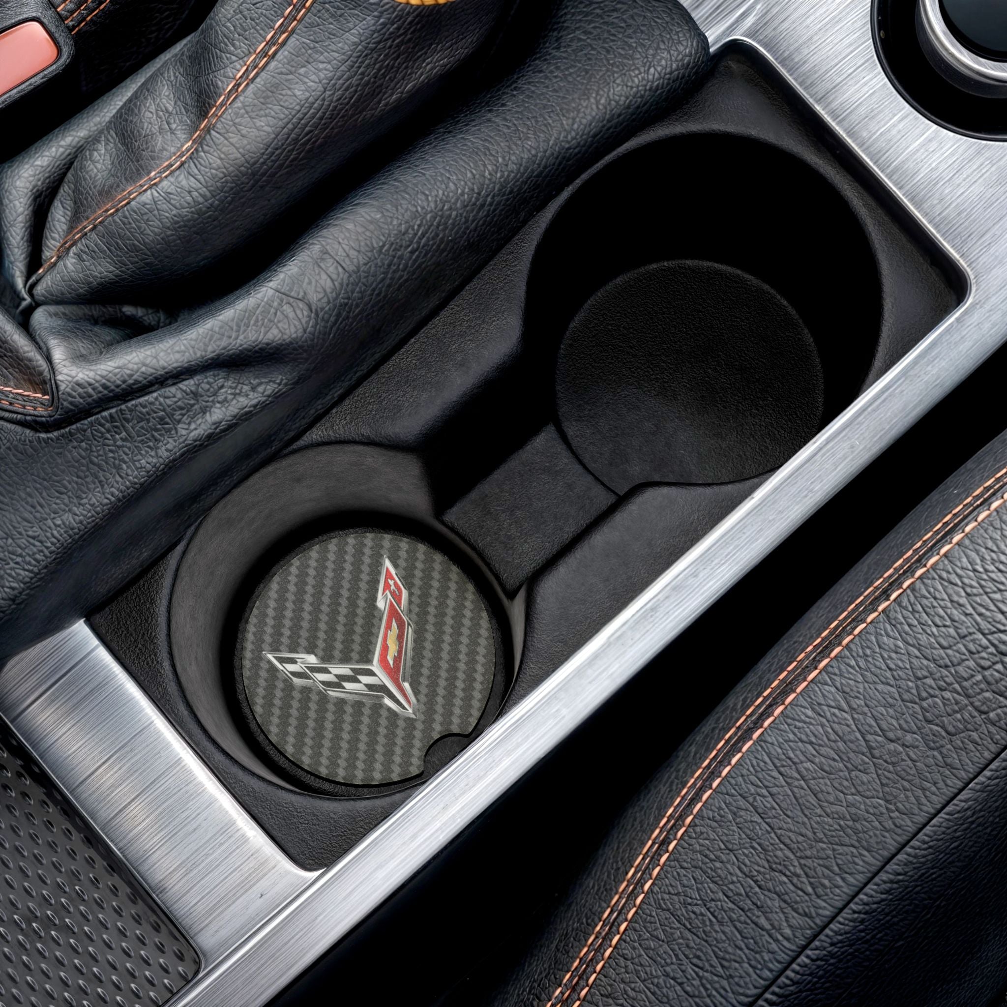 Corvette C8 Carbon Fiber Soapstone Car Coaster