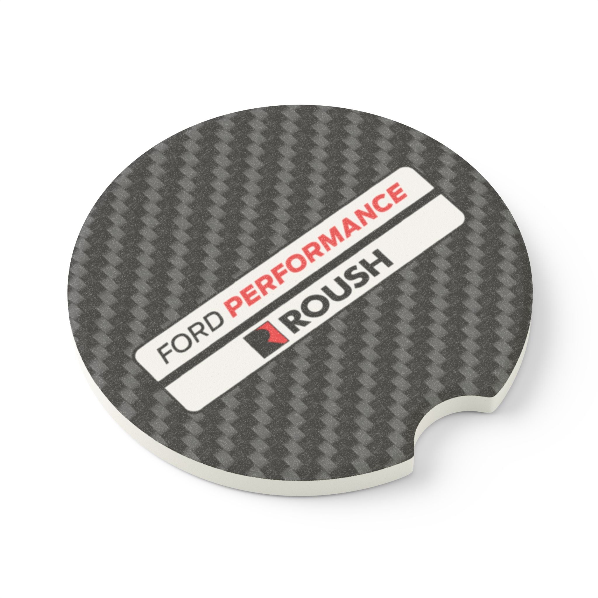 Ford Performance Roush Carbon Fiber Soapstone Car Coaster