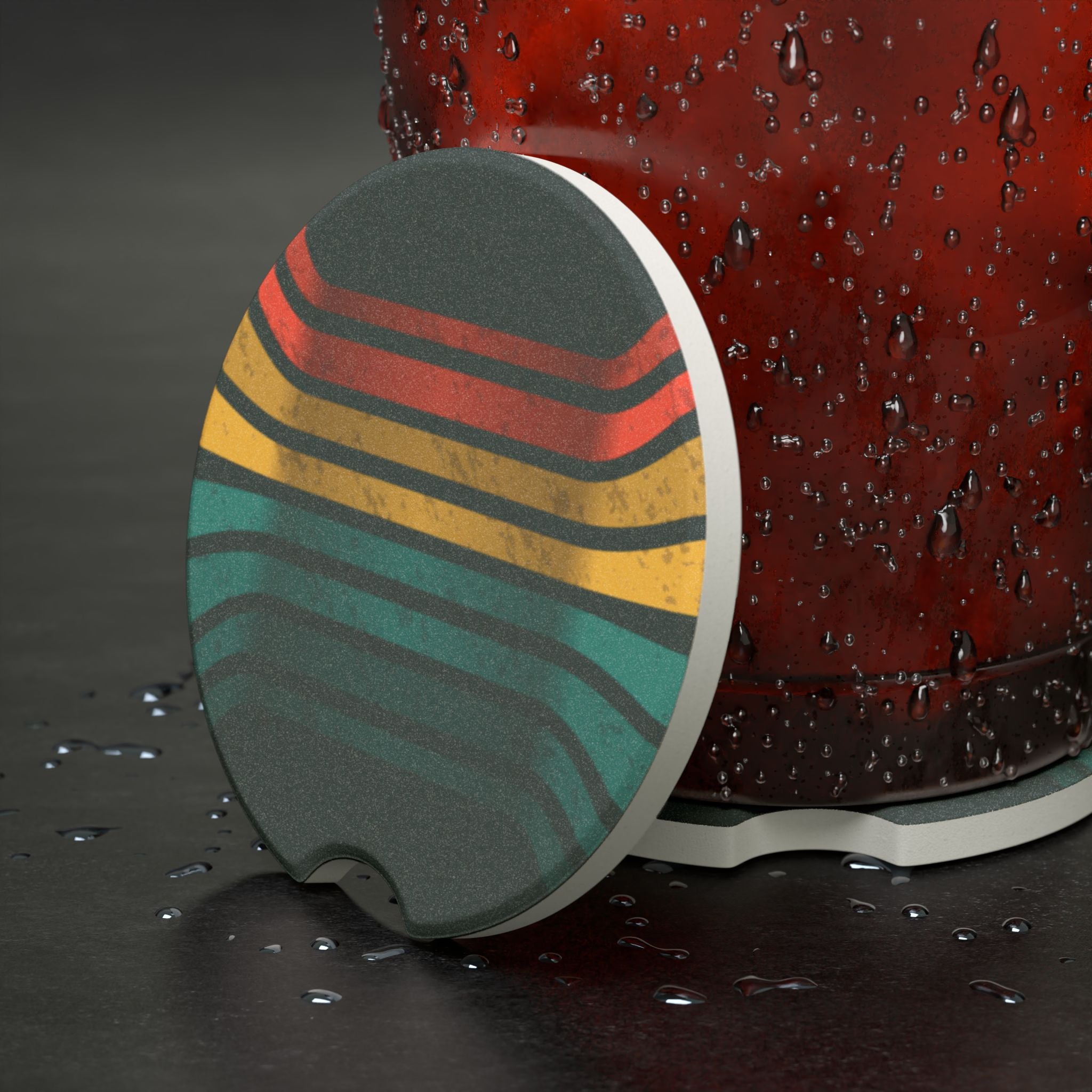 Retro Gradient Lines Soapstone Car Coaster