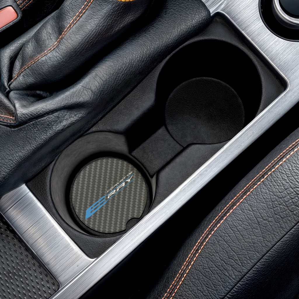 Corvette Eray Carbon Fiber Soapstone Car Coaster
