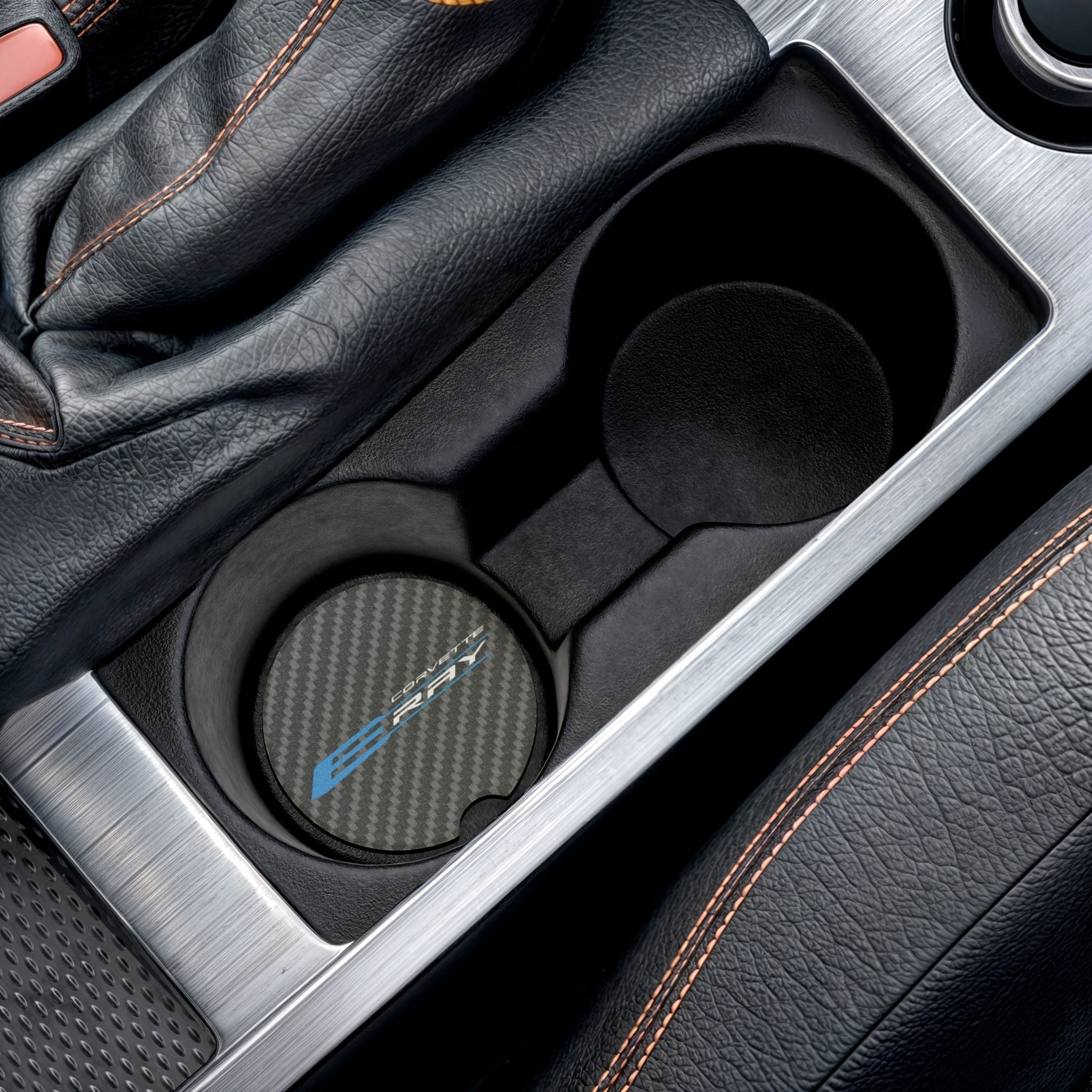 Corvette Eray Carbon Fiber Soapstone Car Coaster