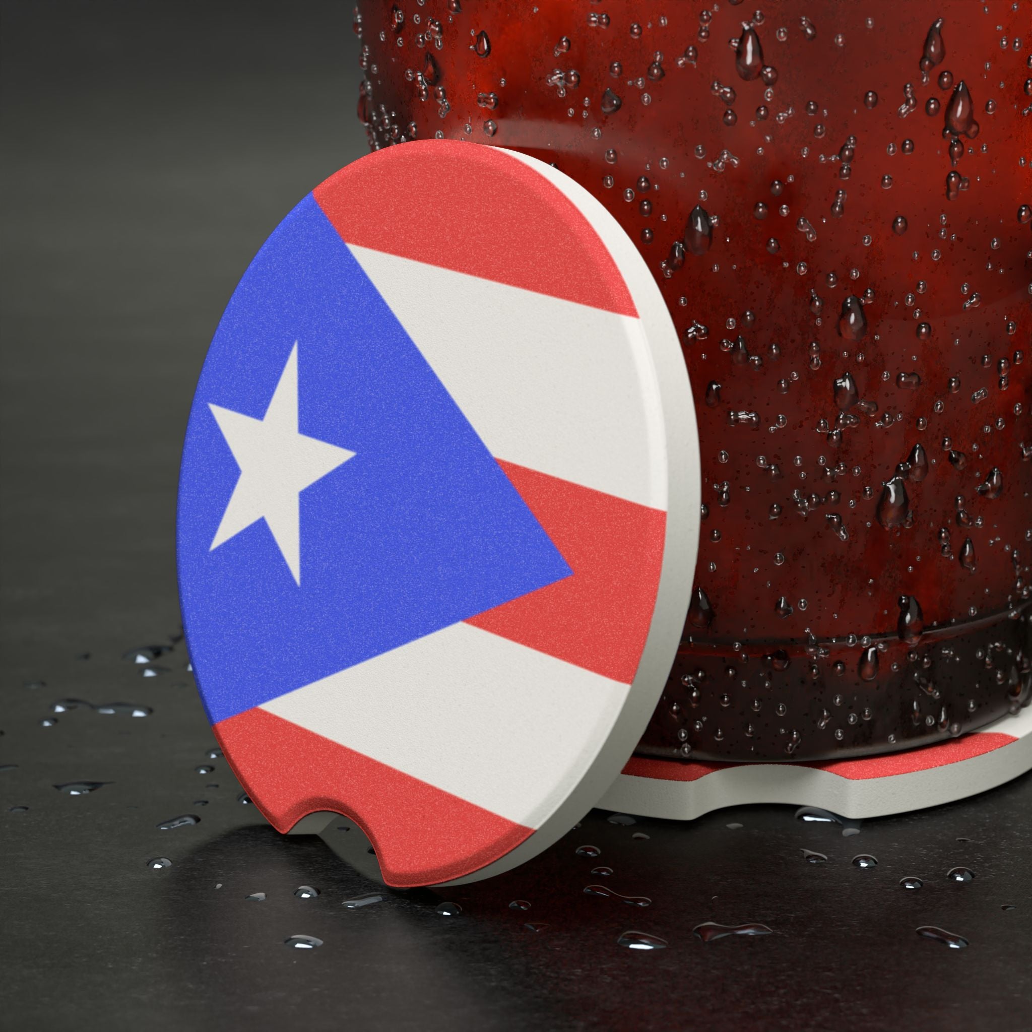 Puerto Rico Flag Soapstone Car Coaster