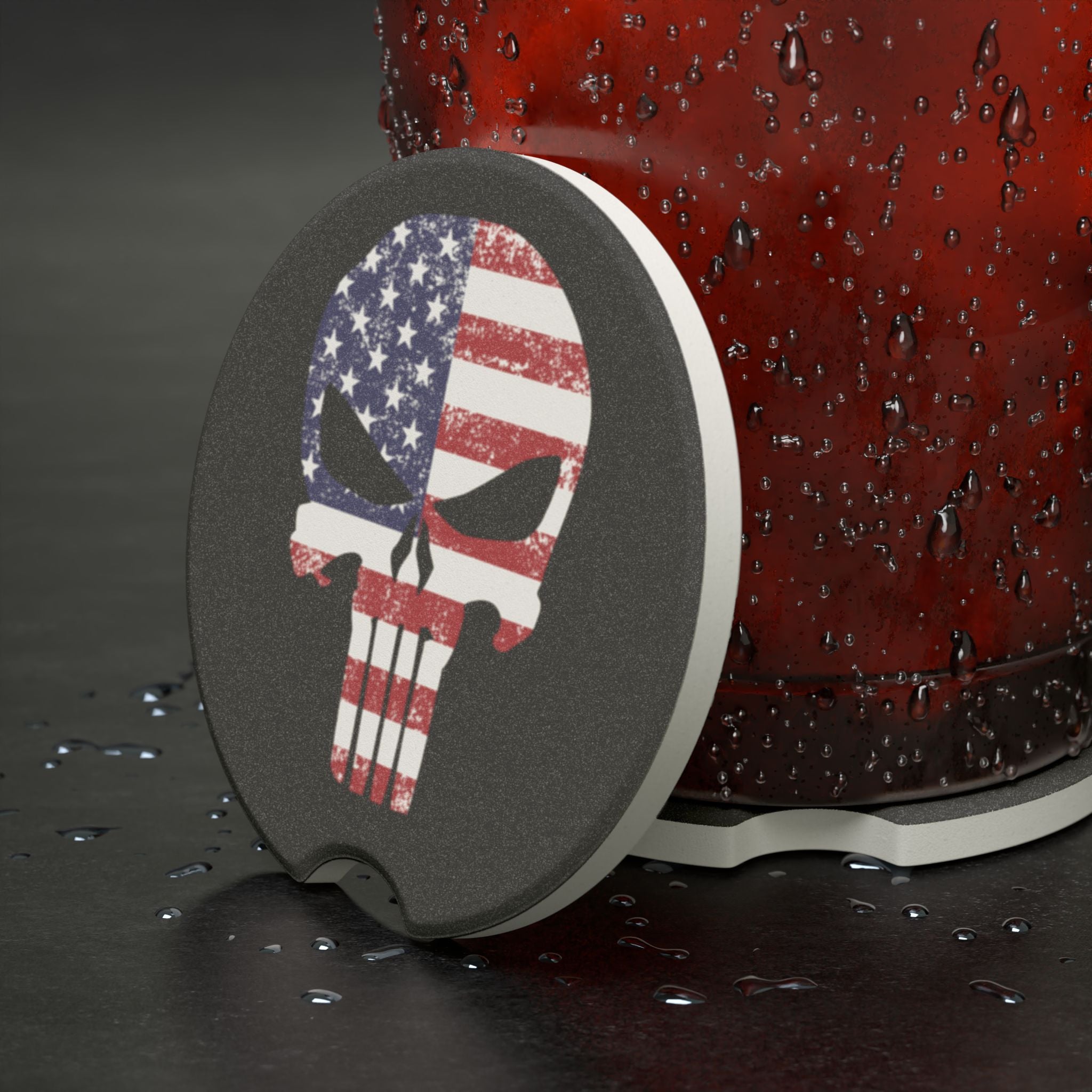 American Flag Punisher Soapstone Car Coaster