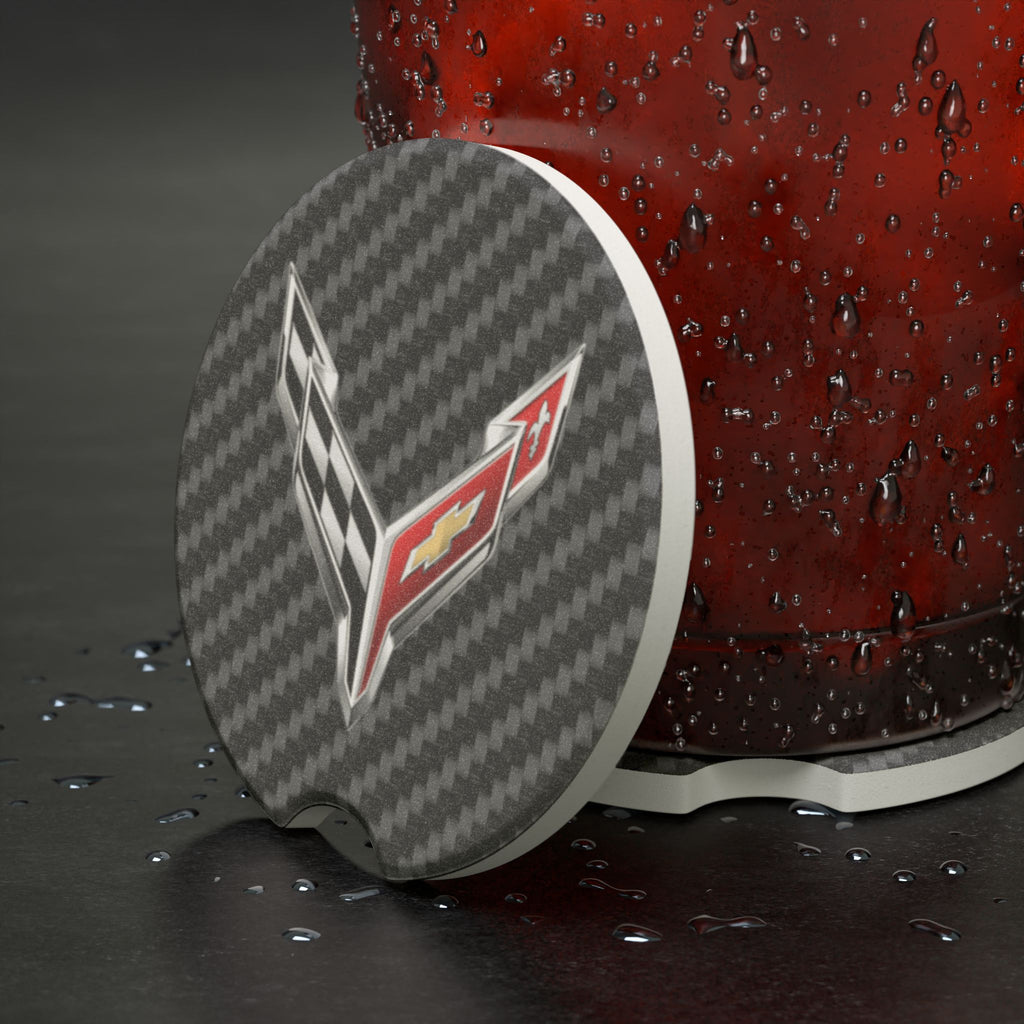 Corvette C8 Carbon Fiber Soapstone Car Coaster