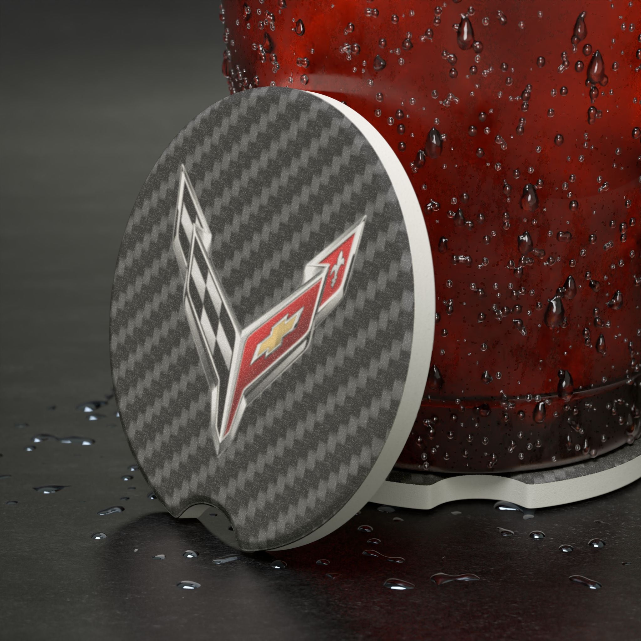 Corvette C8 Carbon Fiber Soapstone Car Coaster