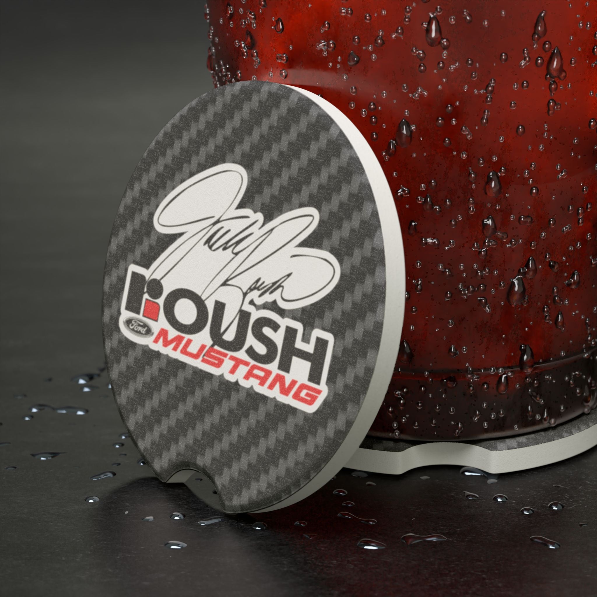 Jack Roush Mustang Carbon Fiber Soapstone Car Coaster