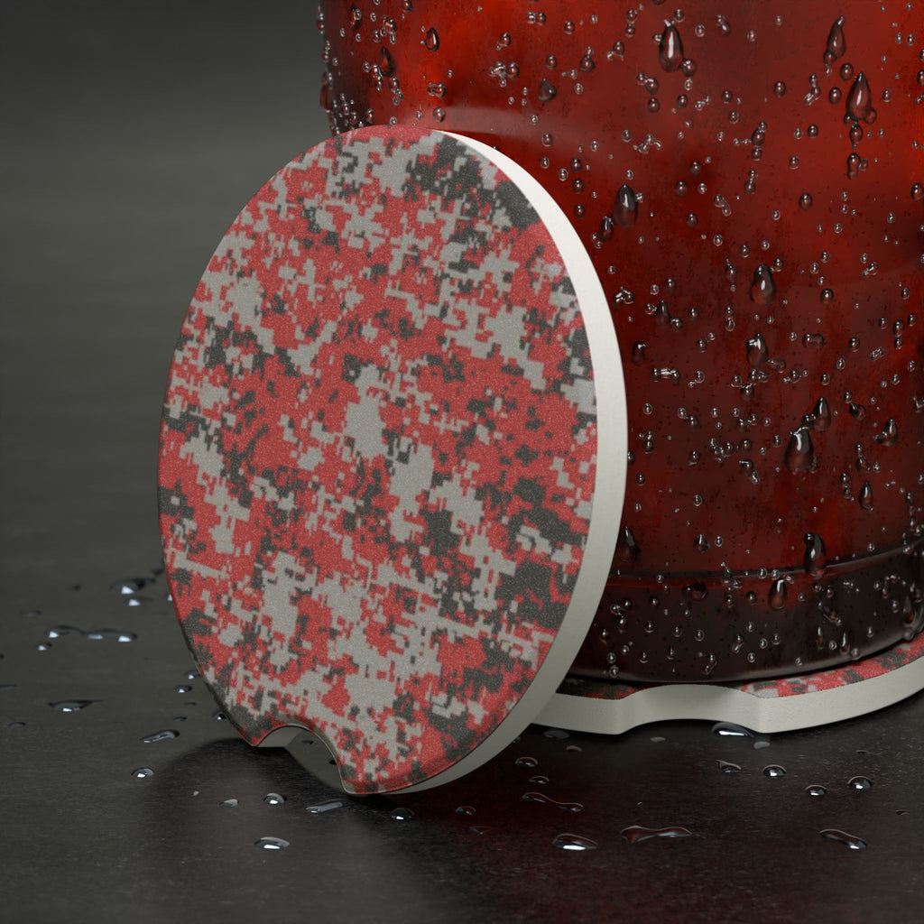 Red Digital Camo Soapstone Car Coaster