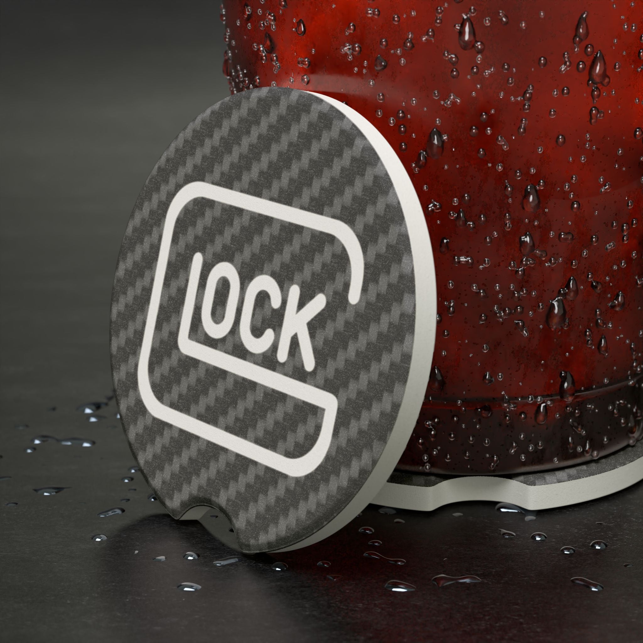 Glock Carbon Fiber Soapstone Car Coaster