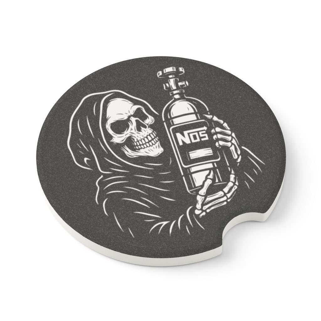 Grim Reaper NOS Bottle Soapstone Car Coaster