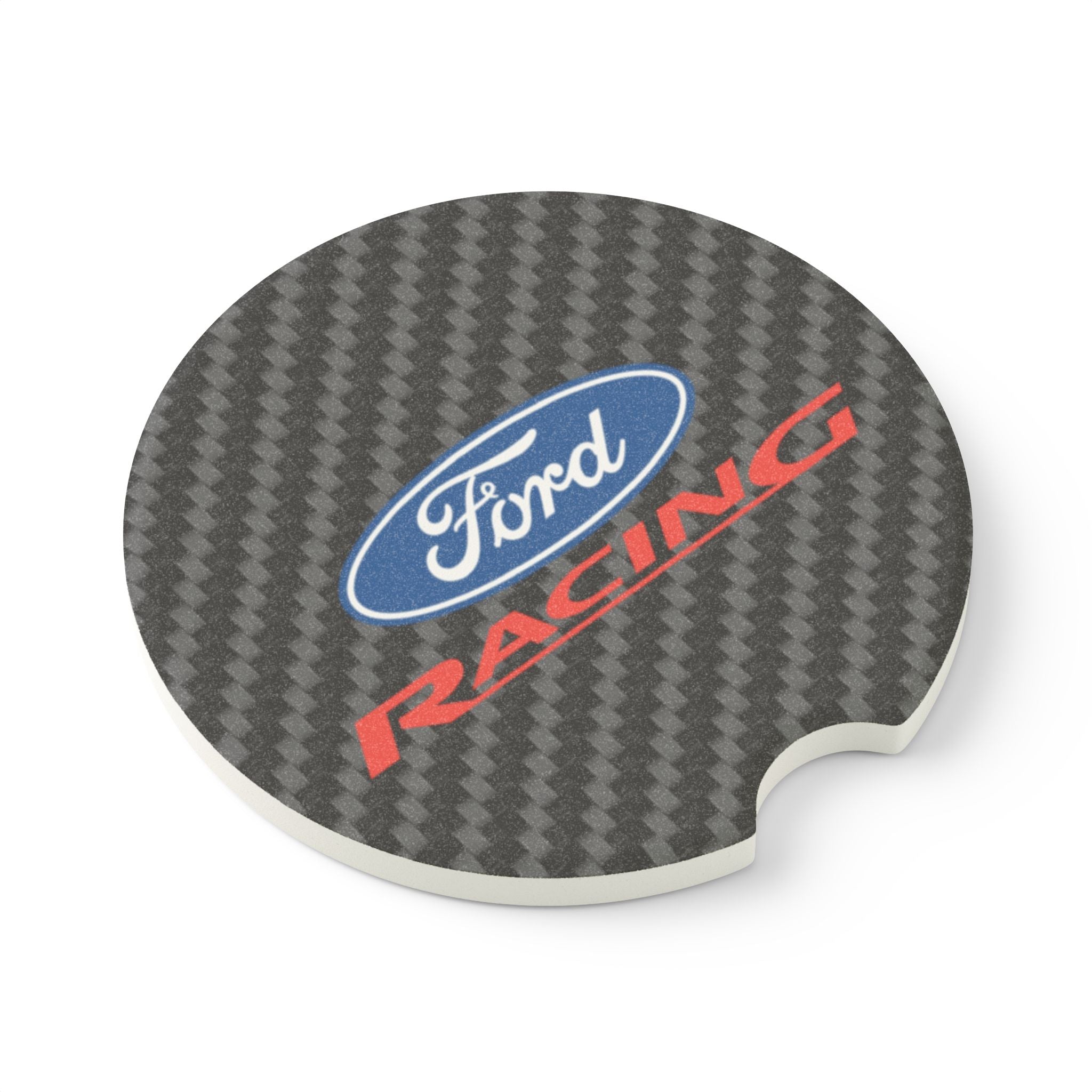 Ford Racing Carbon Fiber Soapstone Car Coaster