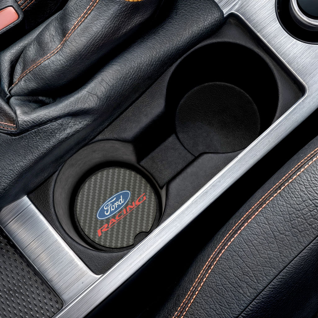 Ford Racing Carbon Fiber Soapstone Car Coaster