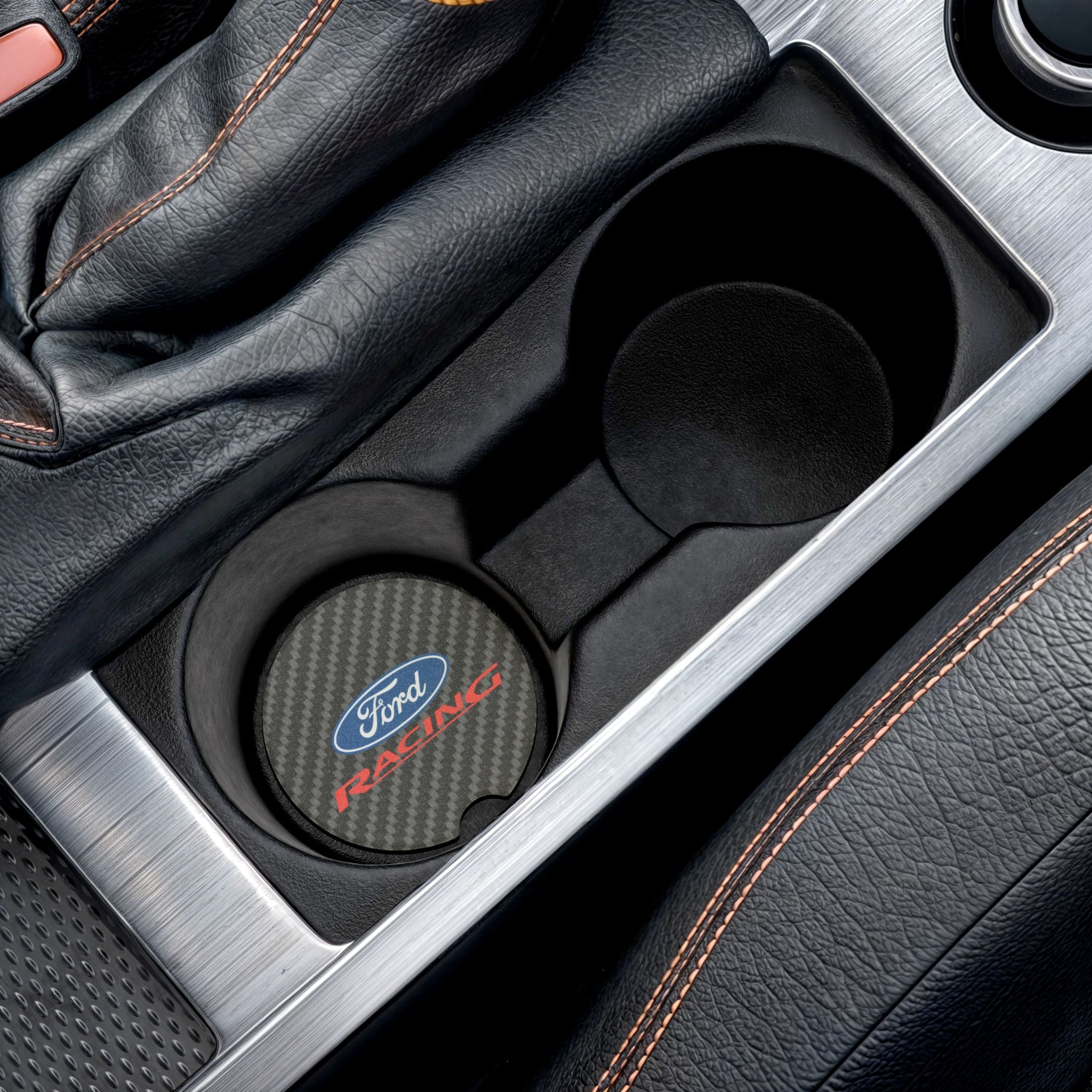 Ford Racing Carbon Fiber Soapstone Car Coaster