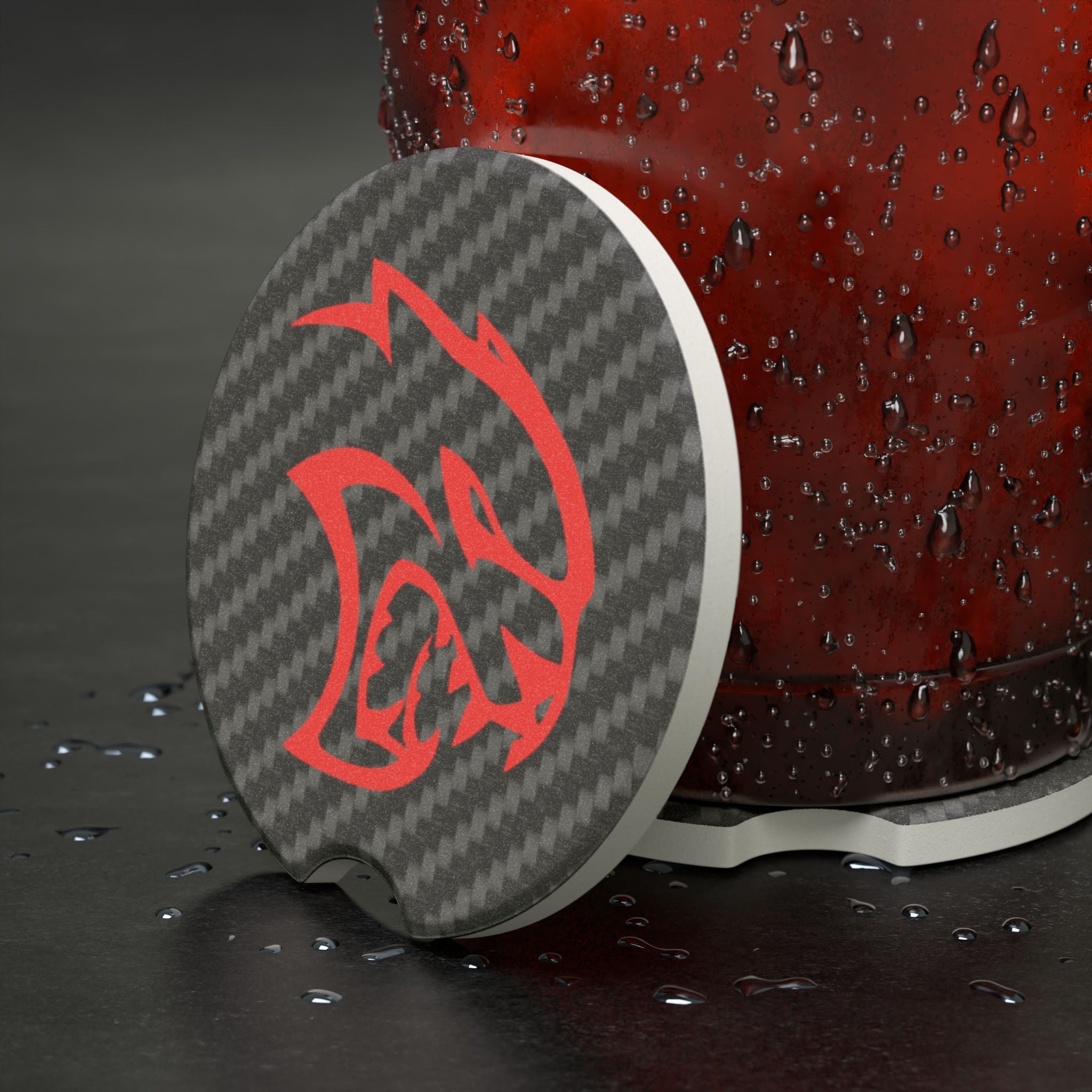 Hellcat Carbon Fiber Soapstone Car Coaster