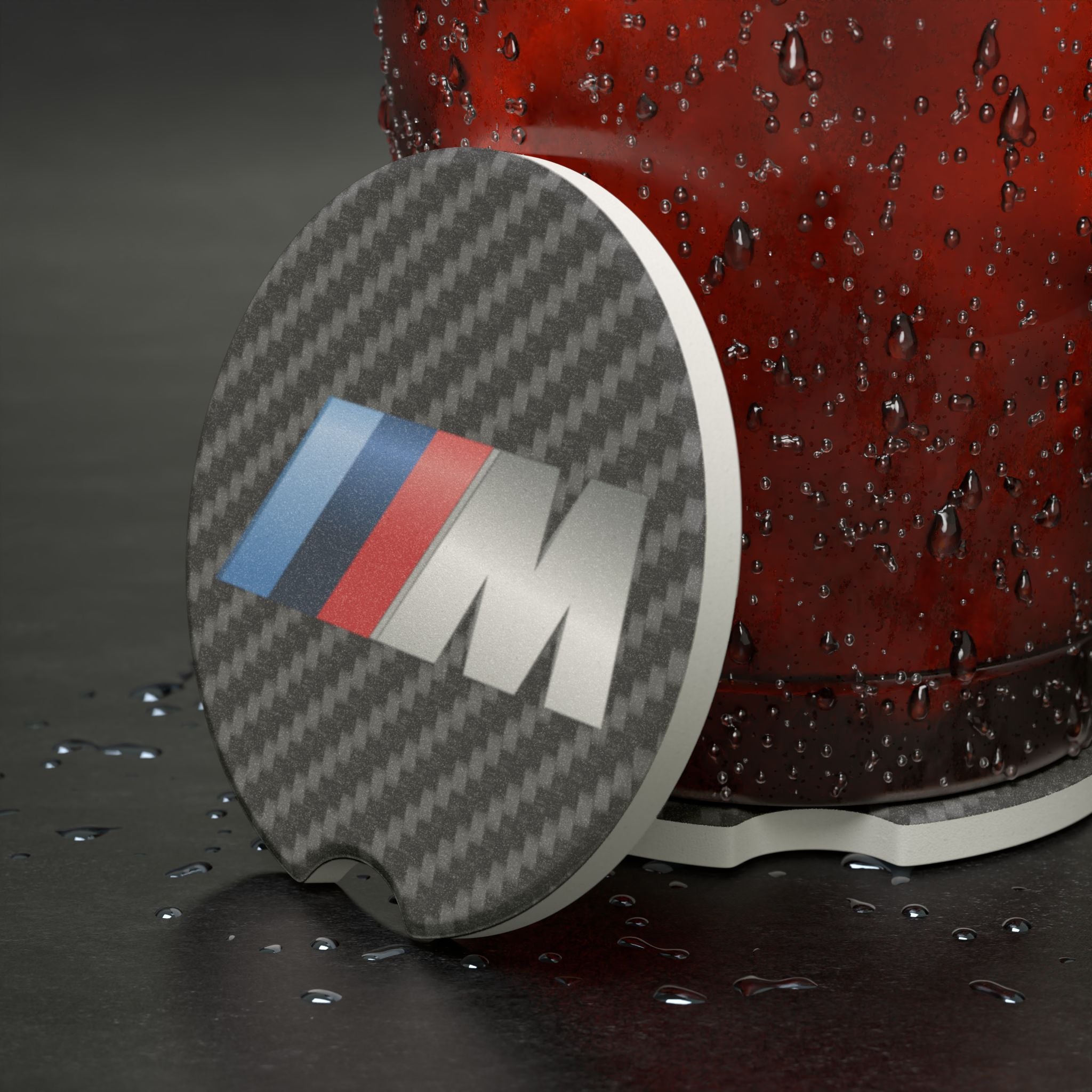 BMW M Series Carbon Fiber Soapstone Car Coaster