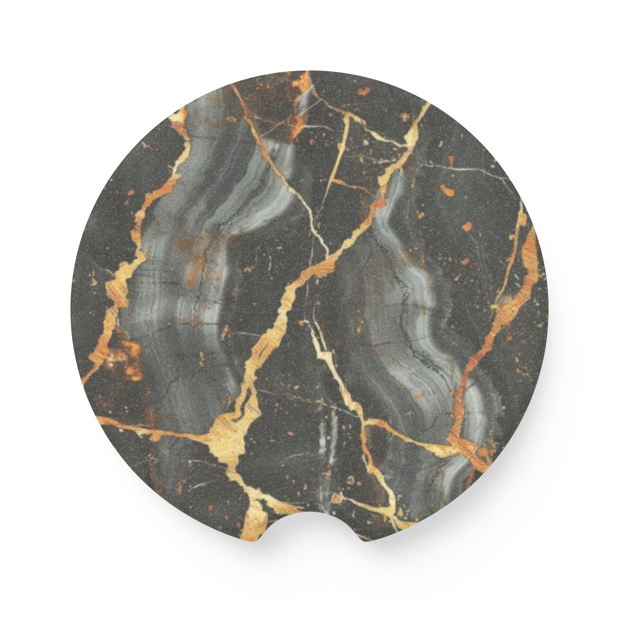 Black Gold Marble Soapstone Car Coaster