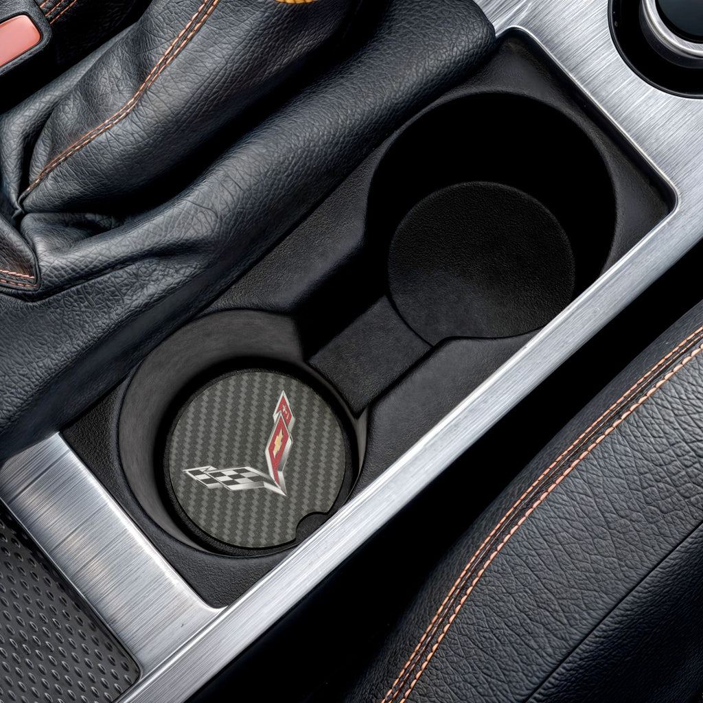 Corvette C7 Carbon Fiber Soapstone Car Coaster