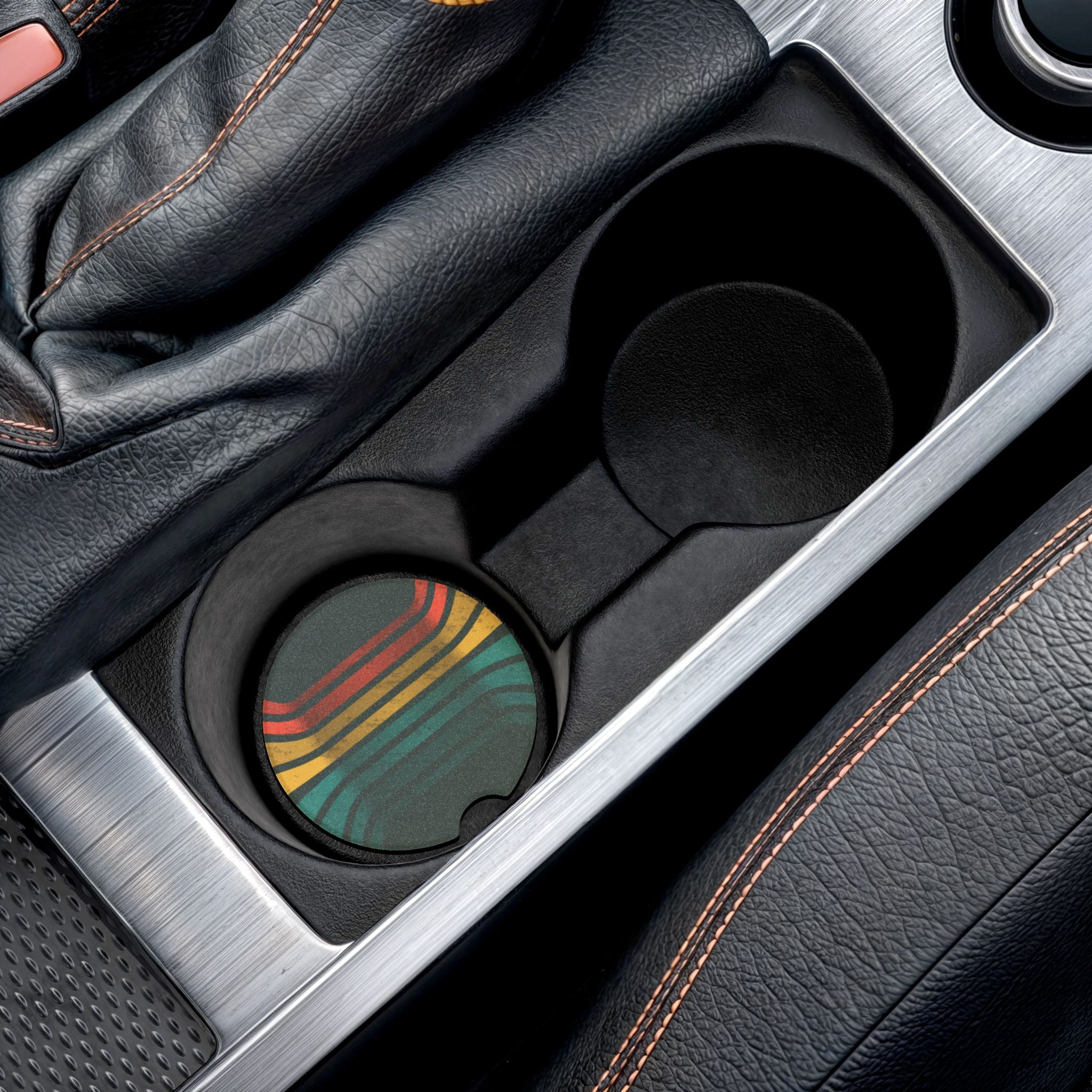 Retro Gradient Lines Soapstone Car Coaster