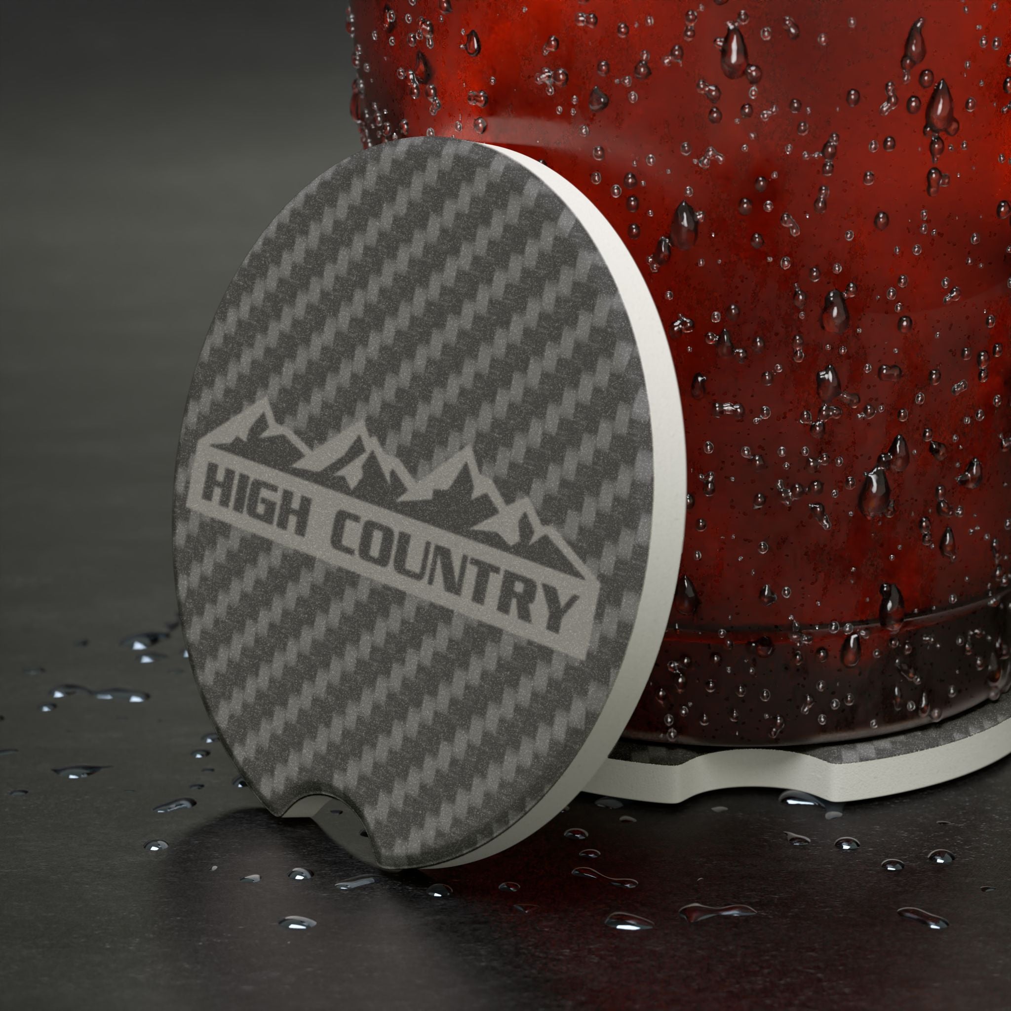 Chevy High Country Carbon Fiber Soapstone Car Coaster