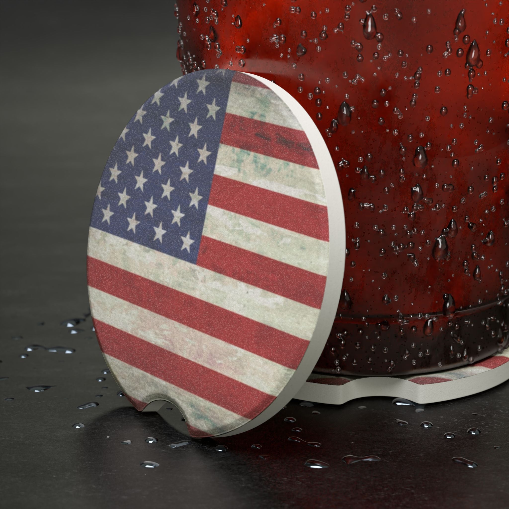 American Flag Soapstone Car Coaster