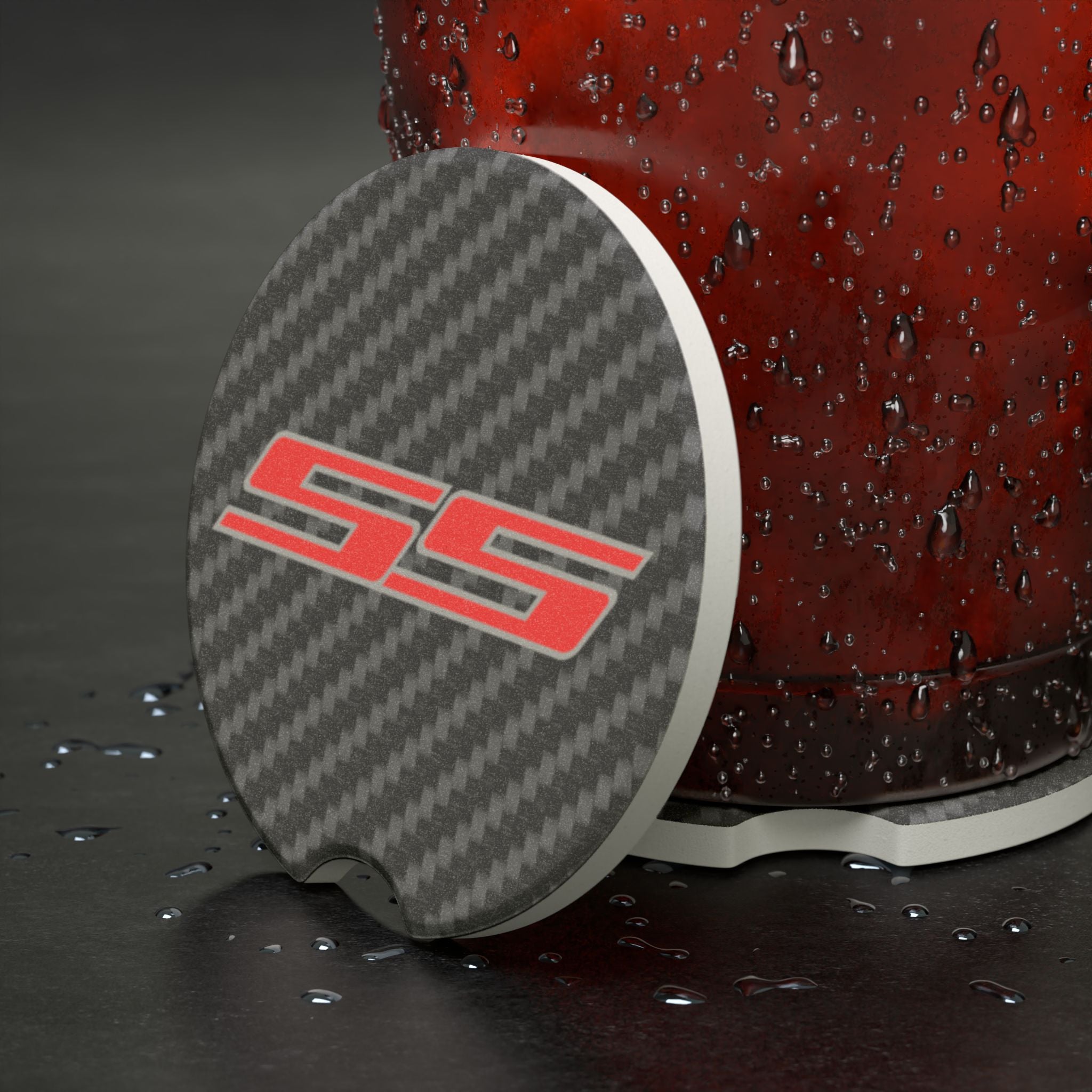 Chevy SS Carbon Fiber Soapstone Car Coaster