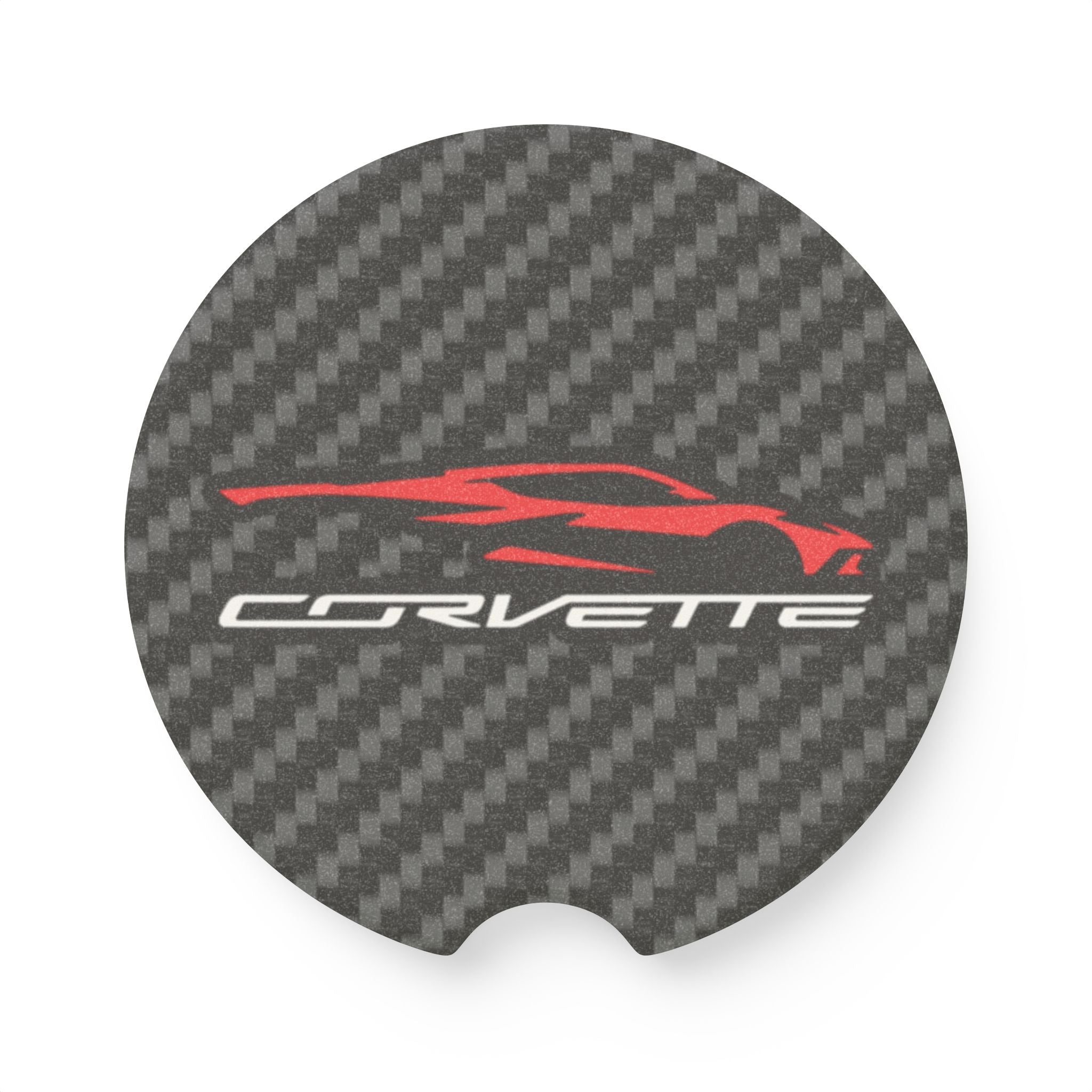 Corvette C8 Silhouette Carbon Fiber Soapstone Car Coaster