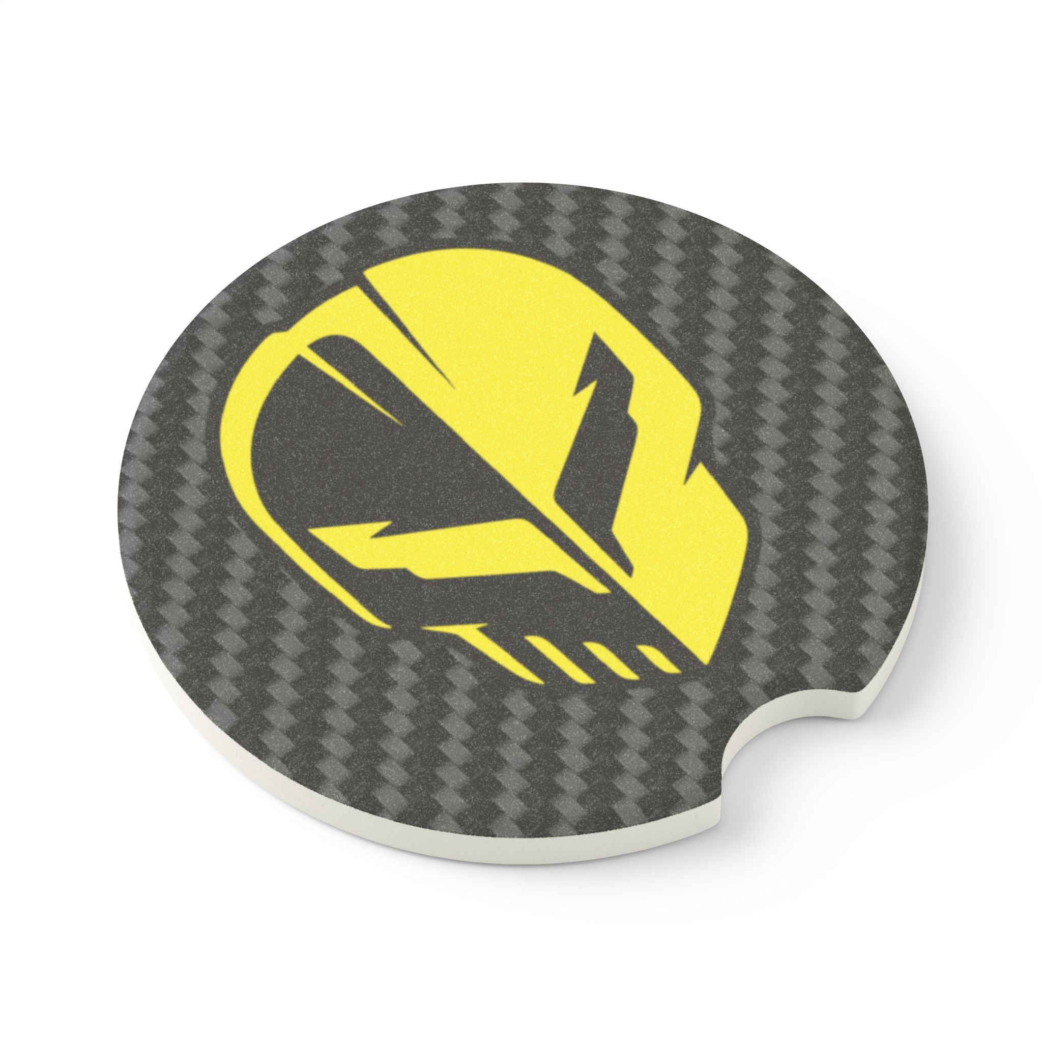 Corvette C8 Jake Skull Yellow Carbon Fiber Soapstone Car Coaster
