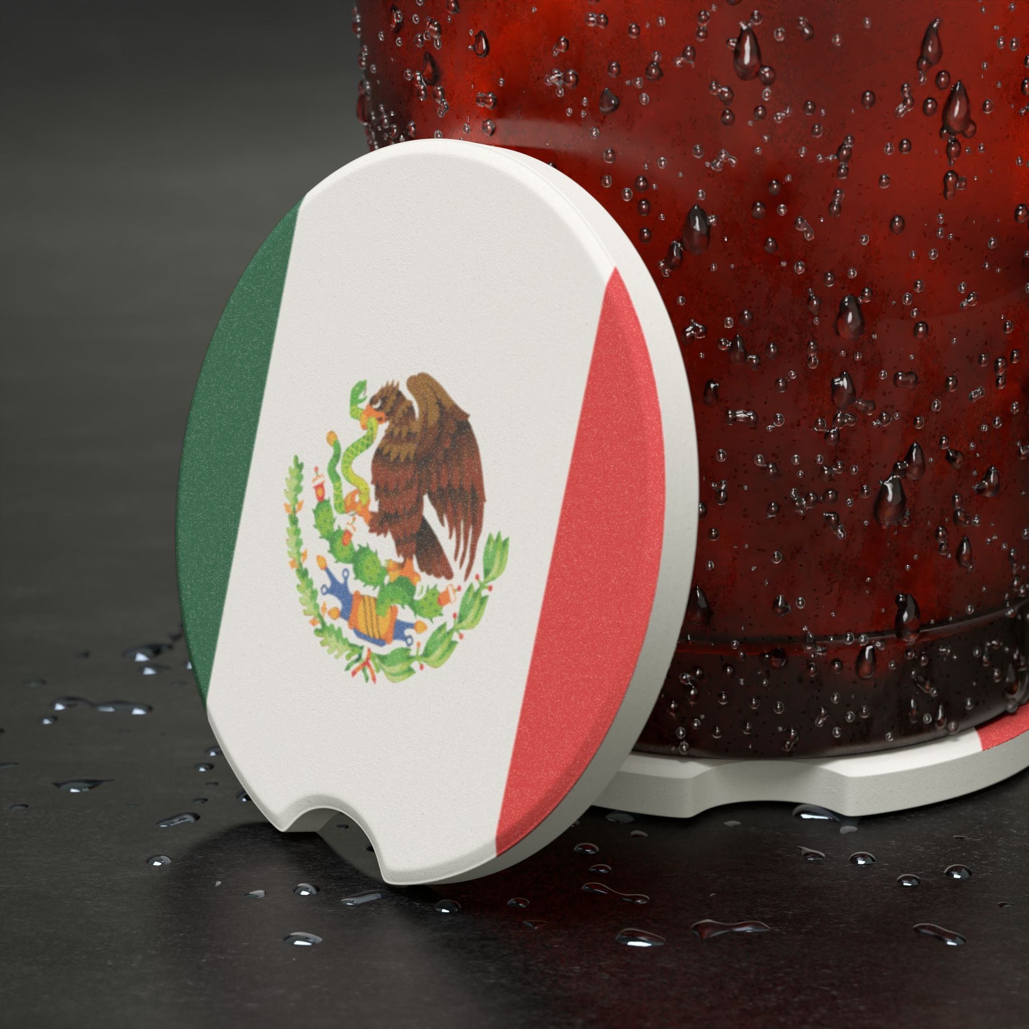 Mexican Flag Soapstone Car Coaster
