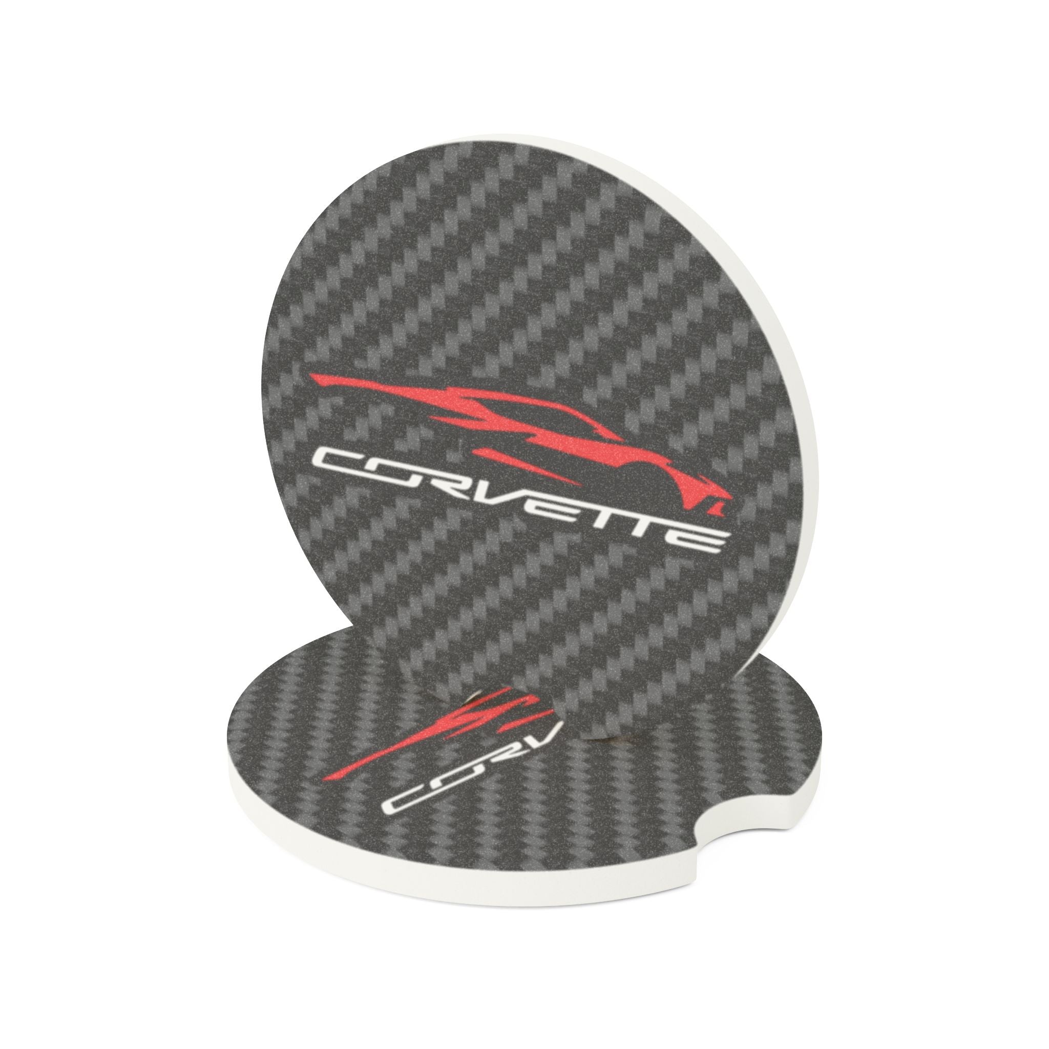 Corvette C8 Silhouette Carbon Fiber Soapstone Car Coaster