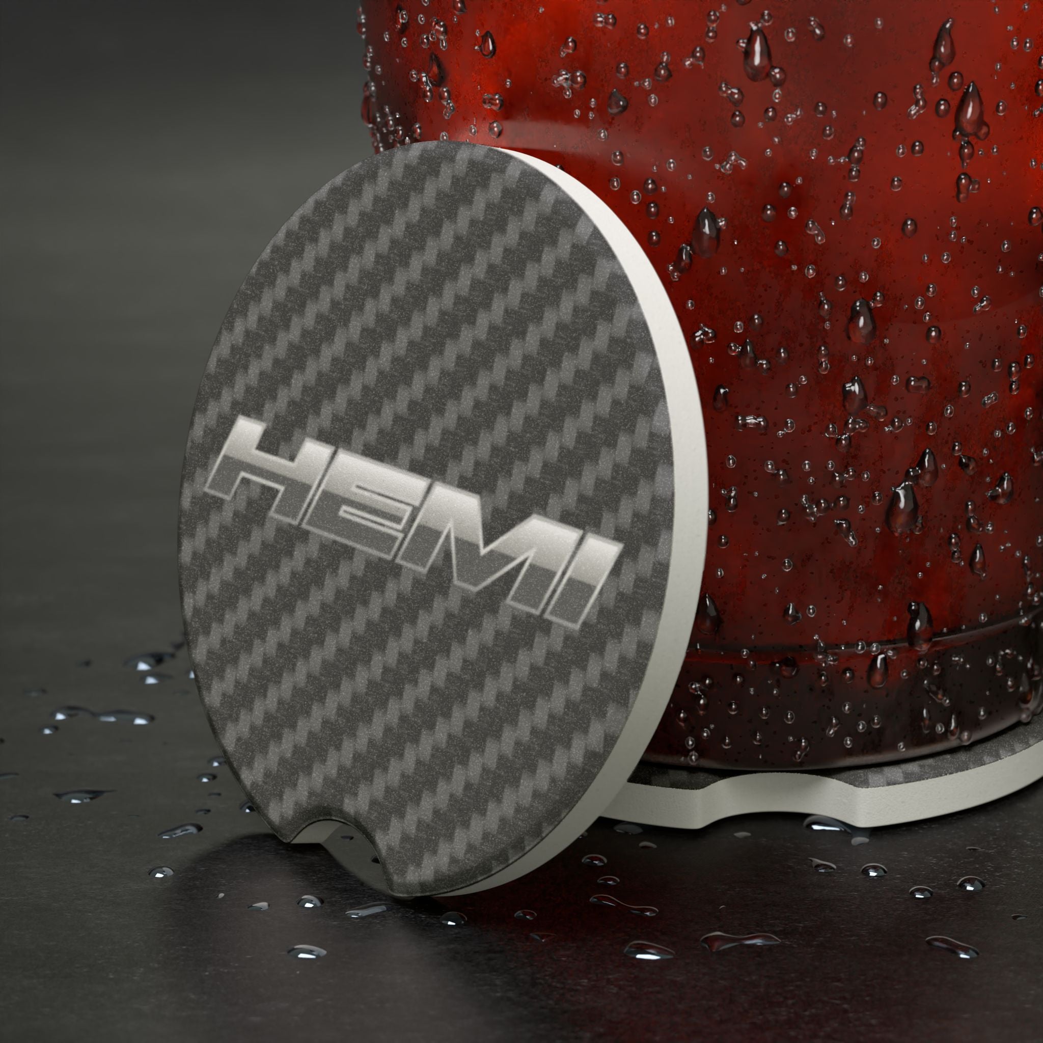 Hemi Carbon Fiber Soapstone Car Coaster
