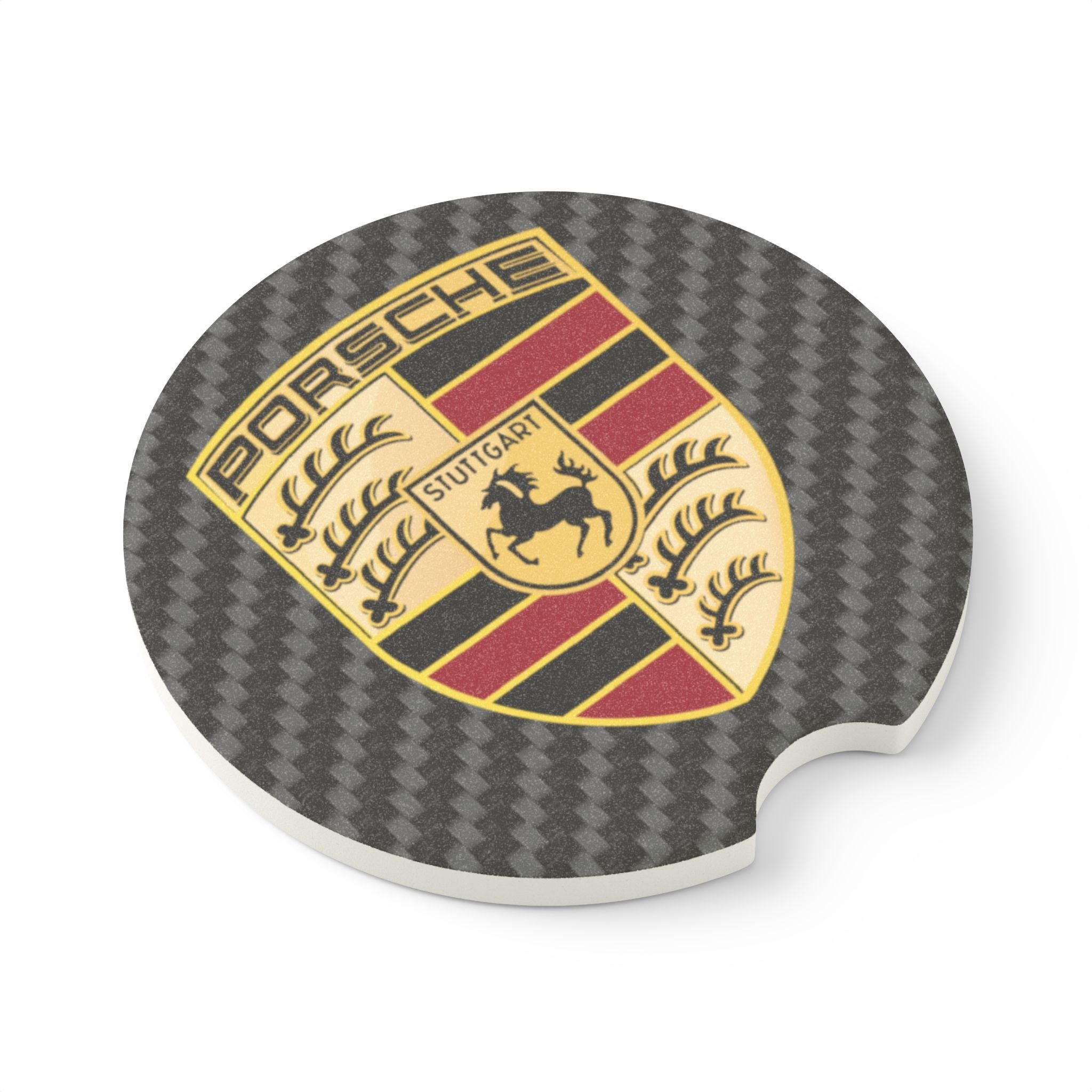 Porsche Carbon Fiber Soapstone Car Coaster
