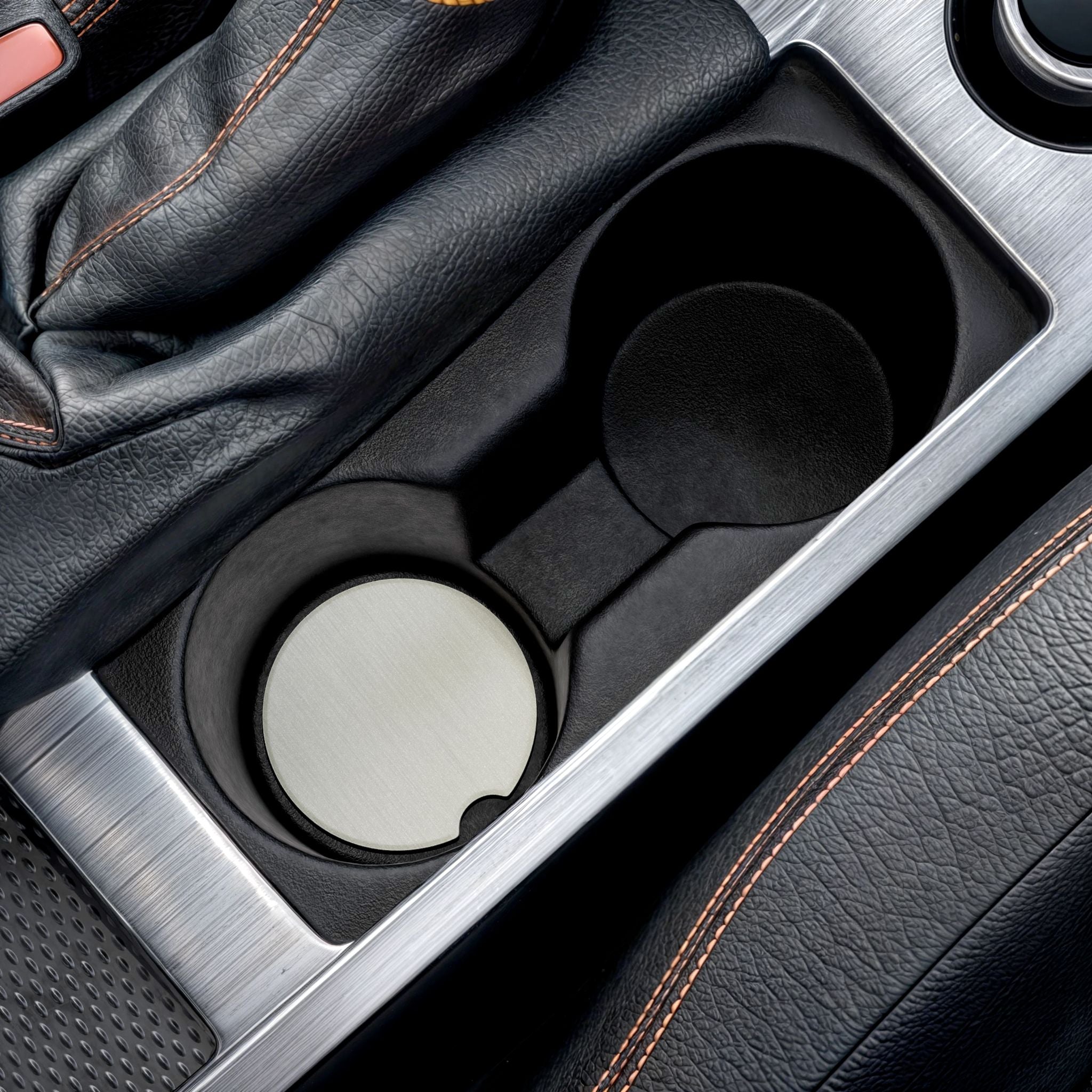 Brushed Aluminum Soapstone Car Coaster