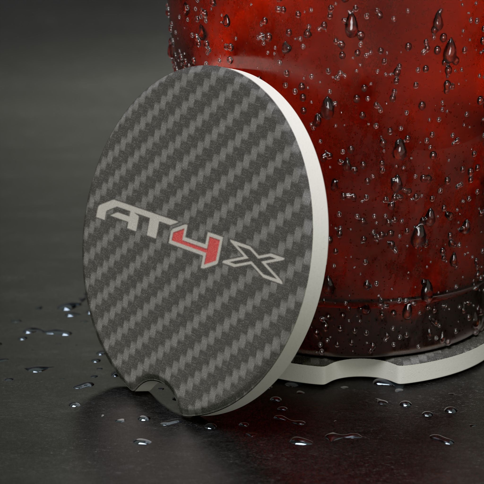 GMC AT4X Carbon Fiber Soapstone Car Coaster