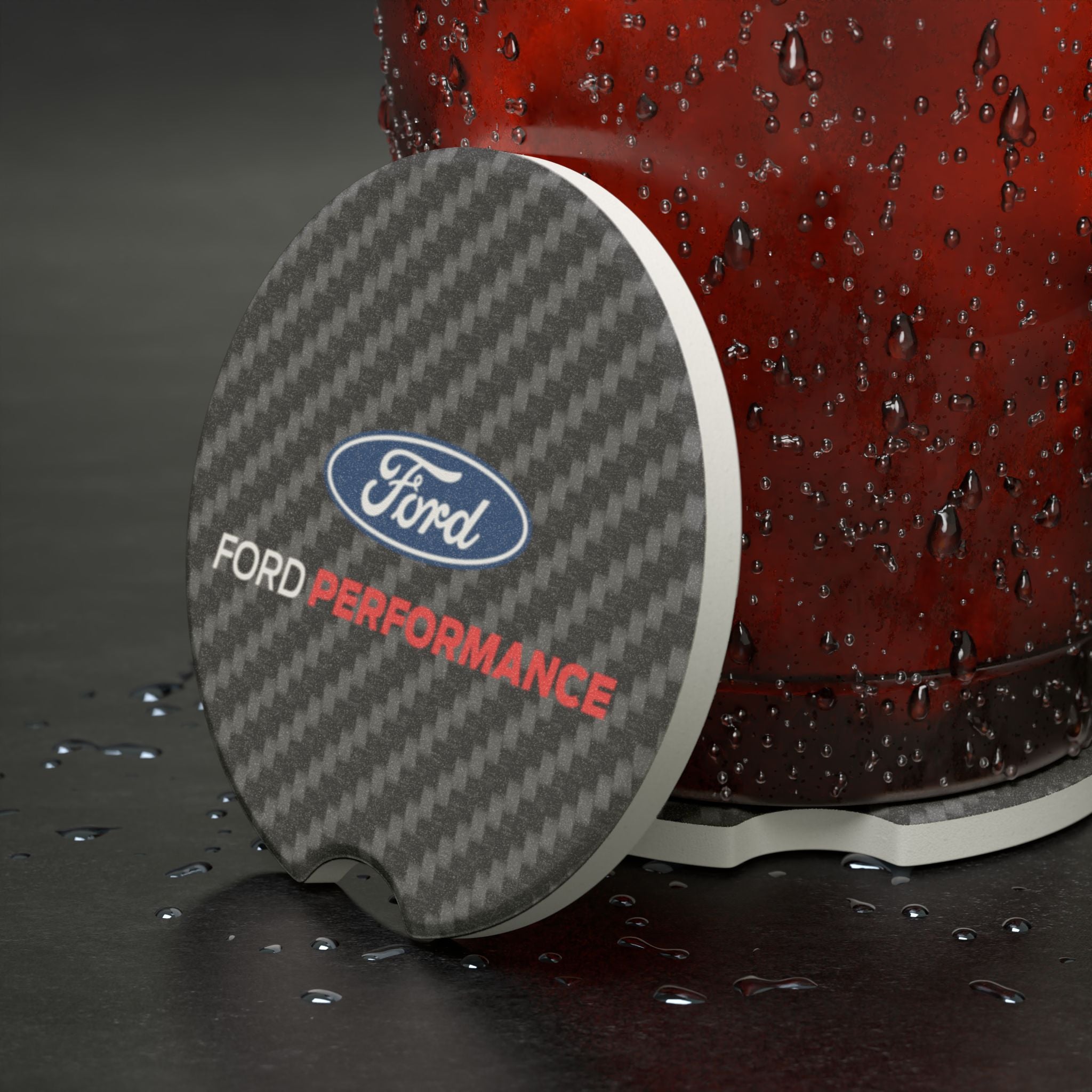 Ford Performance Carbon Fiber Soapstone Car Coaster
